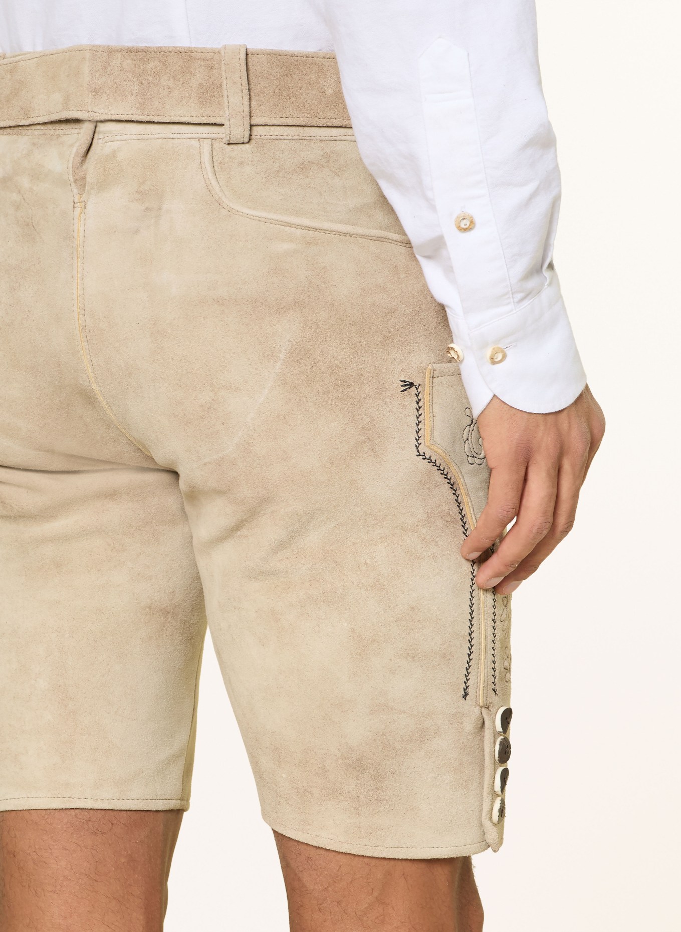 Spieth & Wensky Kožené kalhoty HERBERT: BÉŽOVÁ