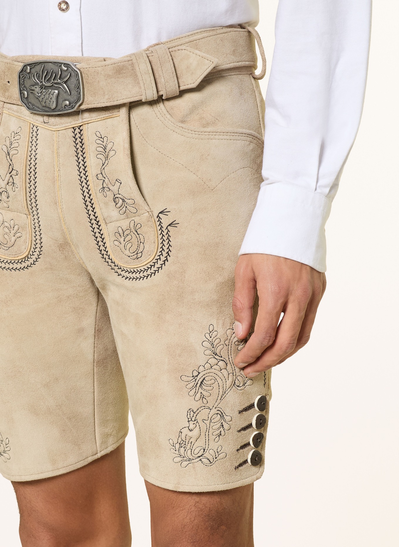 Spieth & Wensky Kožené kalhoty HERBERT: BÉŽOVÁ