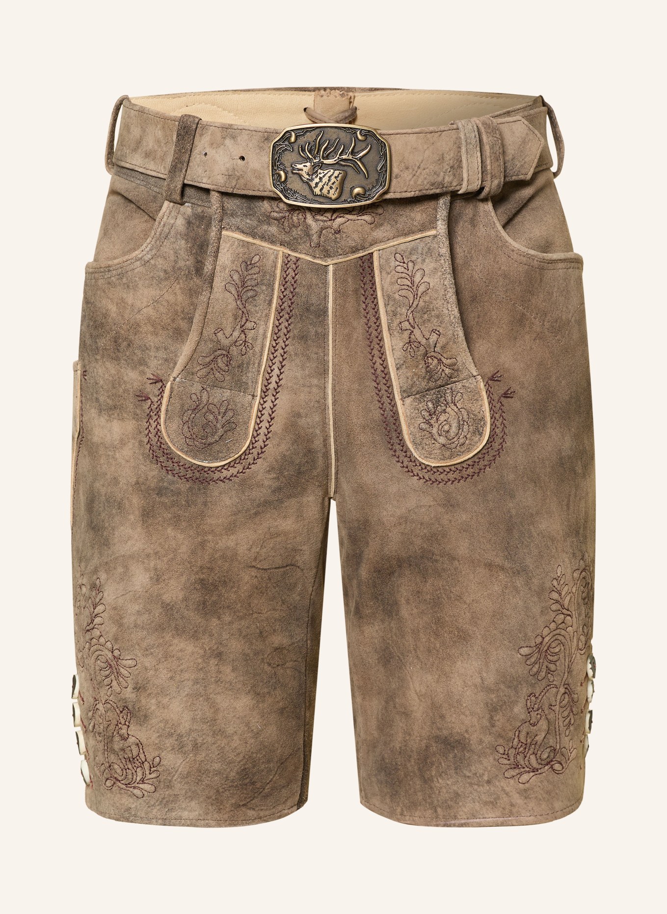 Spieth & Wensky Kožené kalhoty HERBERT: HNĚDÁ / ČERNOŠEDÁ