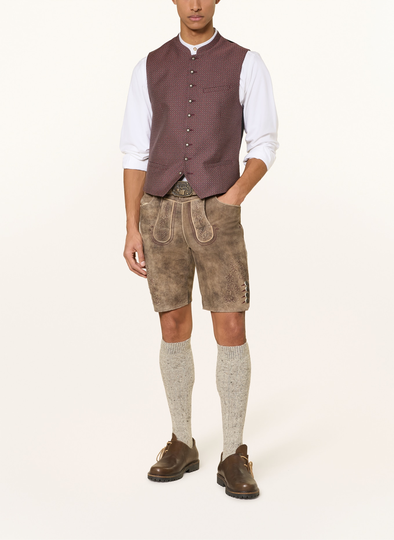 Spieth & Wensky Kožené kalhoty HERBERT: HNĚDÁ / ČERNOŠEDÁ