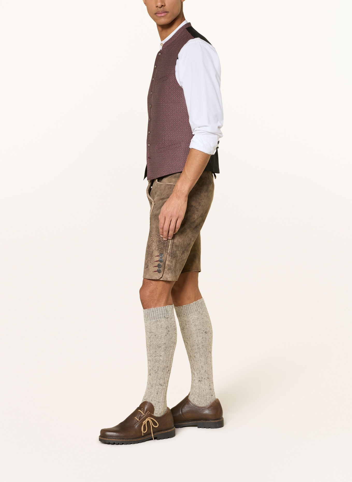 Spieth & Wensky Kožené kalhoty HERBERT: HNĚDÁ / ČERNOŠEDÁ