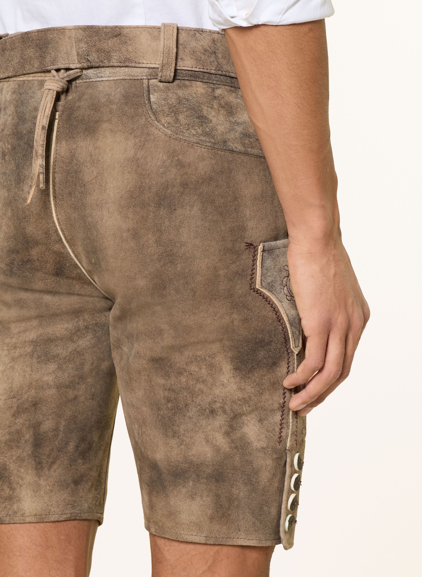 Spieth & Wensky Kožené kalhoty HERBERT: HNĚDÁ / ČERNOŠEDÁ