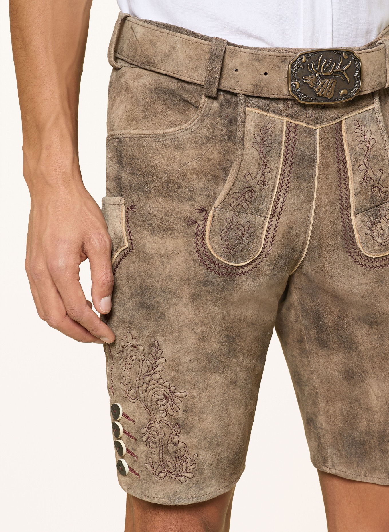 Spieth & Wensky Kožené kalhoty HERBERT: HNĚDÁ / ČERNOŠEDÁ