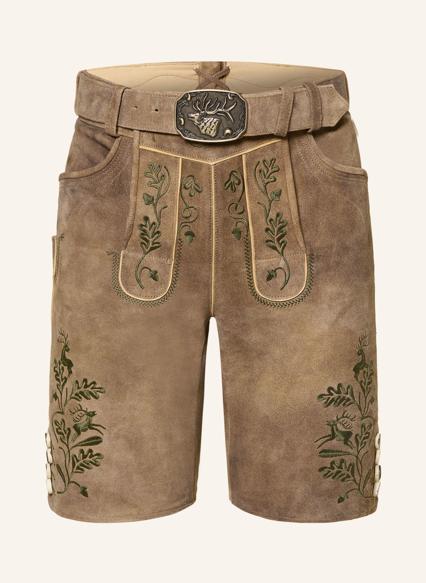 Spieth & Wensky Kožené kalhoty HARRY: HNĚDÁ / TMAVĚ ZELENÁ