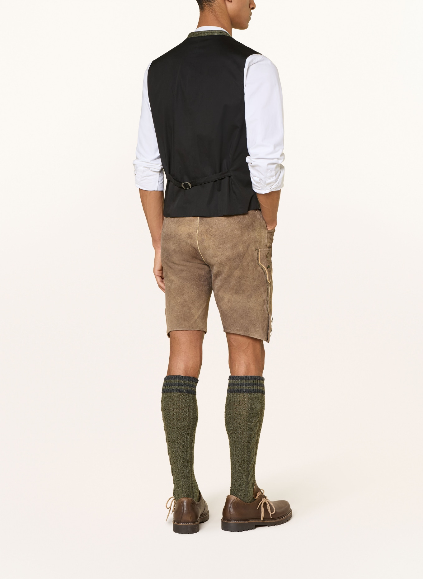 Spieth & Wensky Kožené kalhoty HARRY: HNĚDÁ / TMAVĚ ZELENÁ