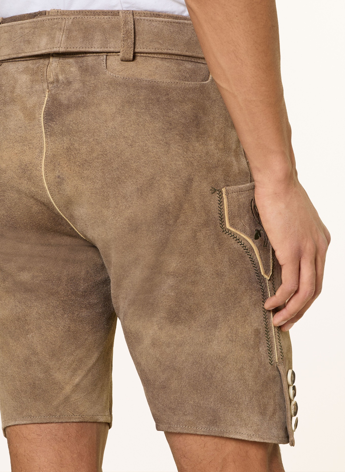 Spieth & Wensky Kožené kalhoty HARRY: HNĚDÁ / TMAVĚ ZELENÁ