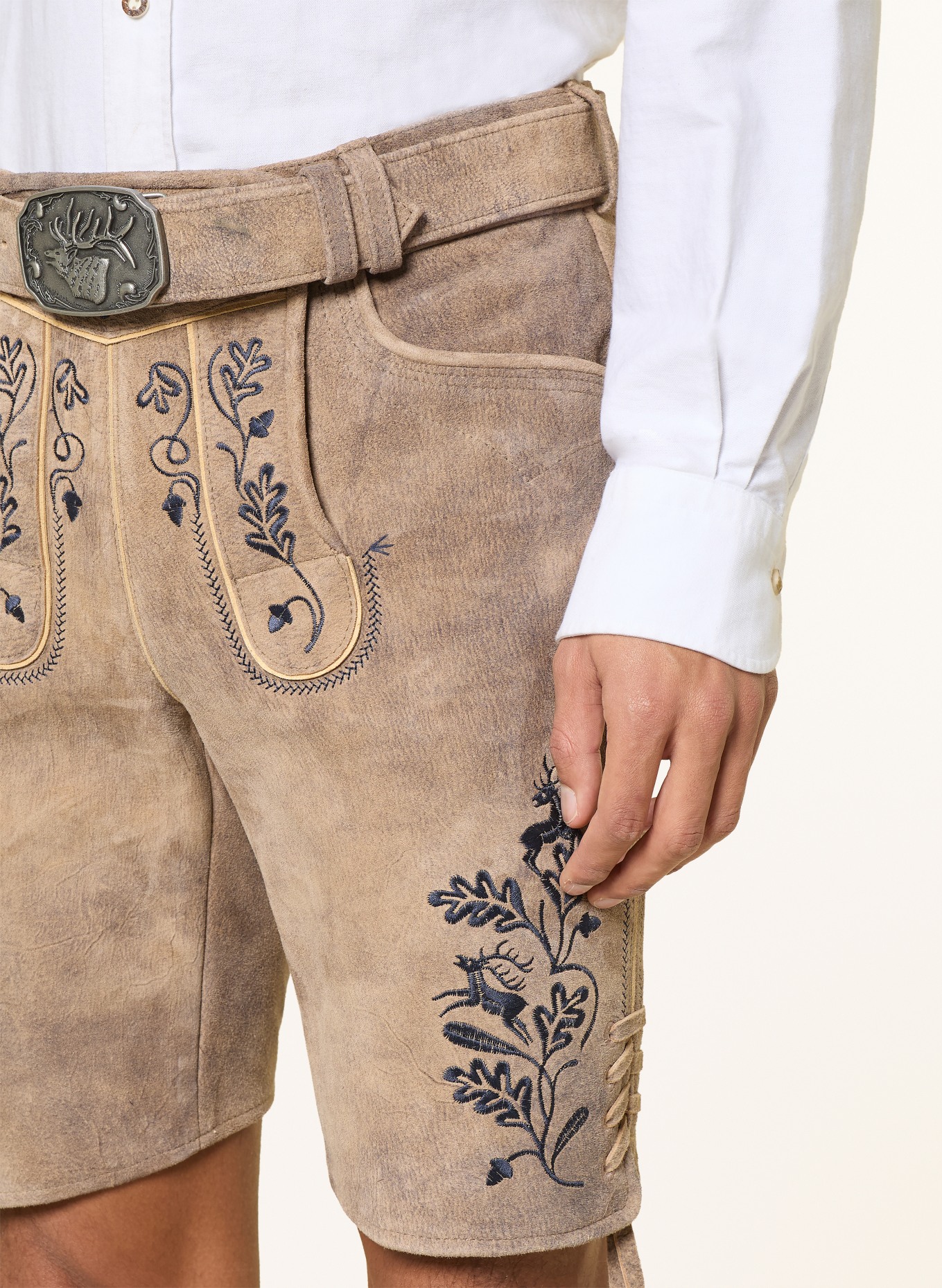 Spieth & Wensky Kožené kalhoty HOFMEISTER: SVĚTLE HNĚDÁ / TMAVĚ MODRÁ