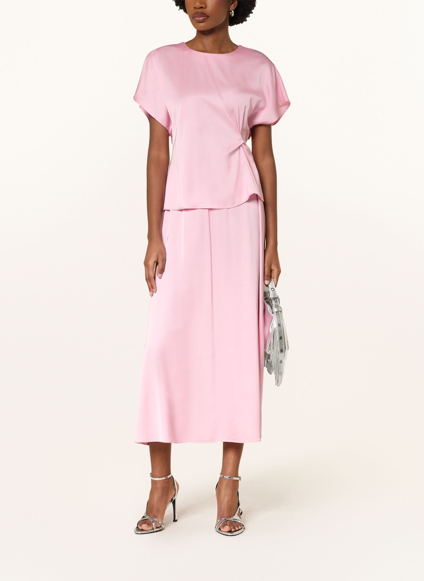 MRS & HUGS Blusenshirt aus Satin: ROSA