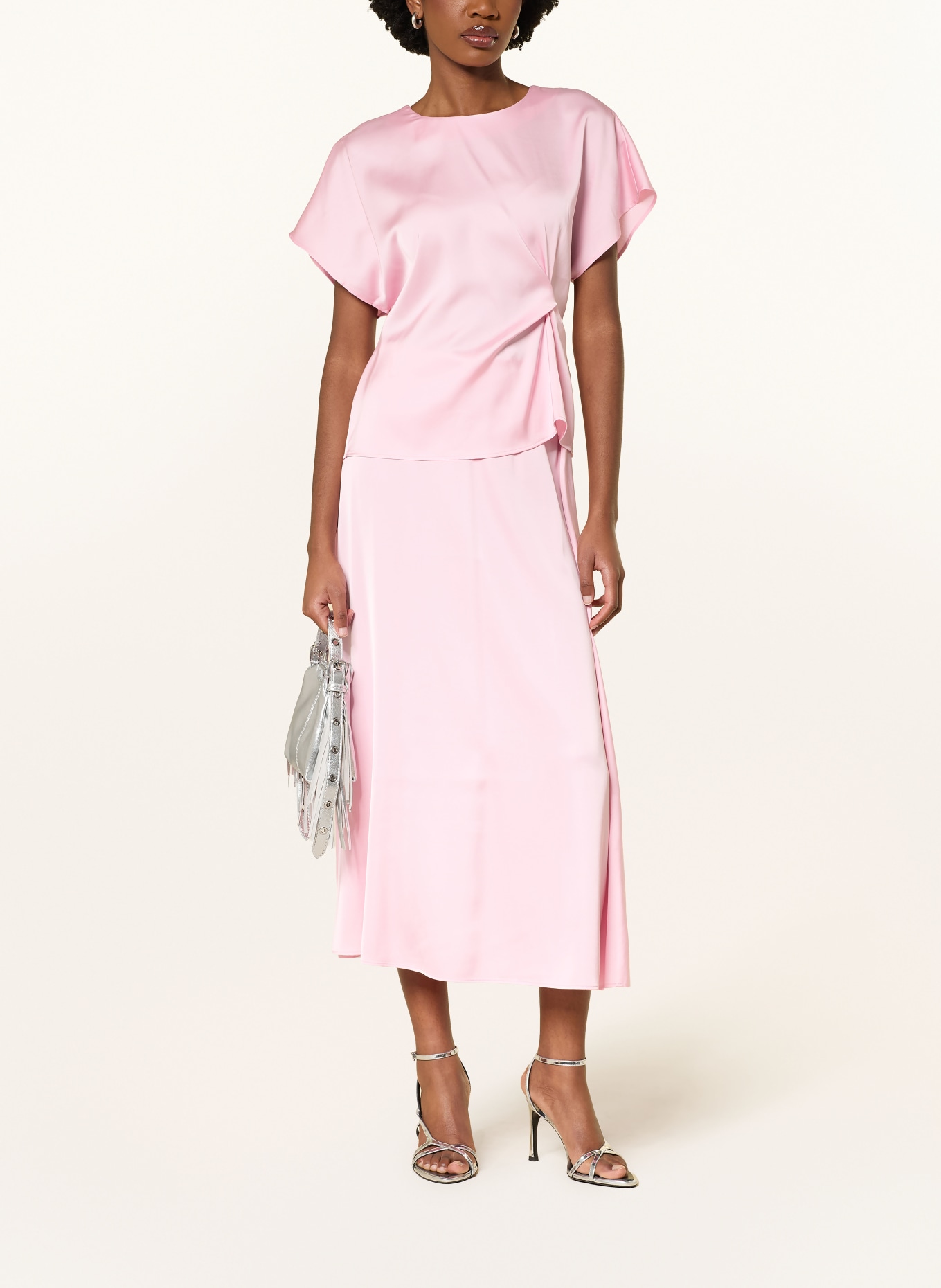 MRS & HUGS satin skirt: PINK