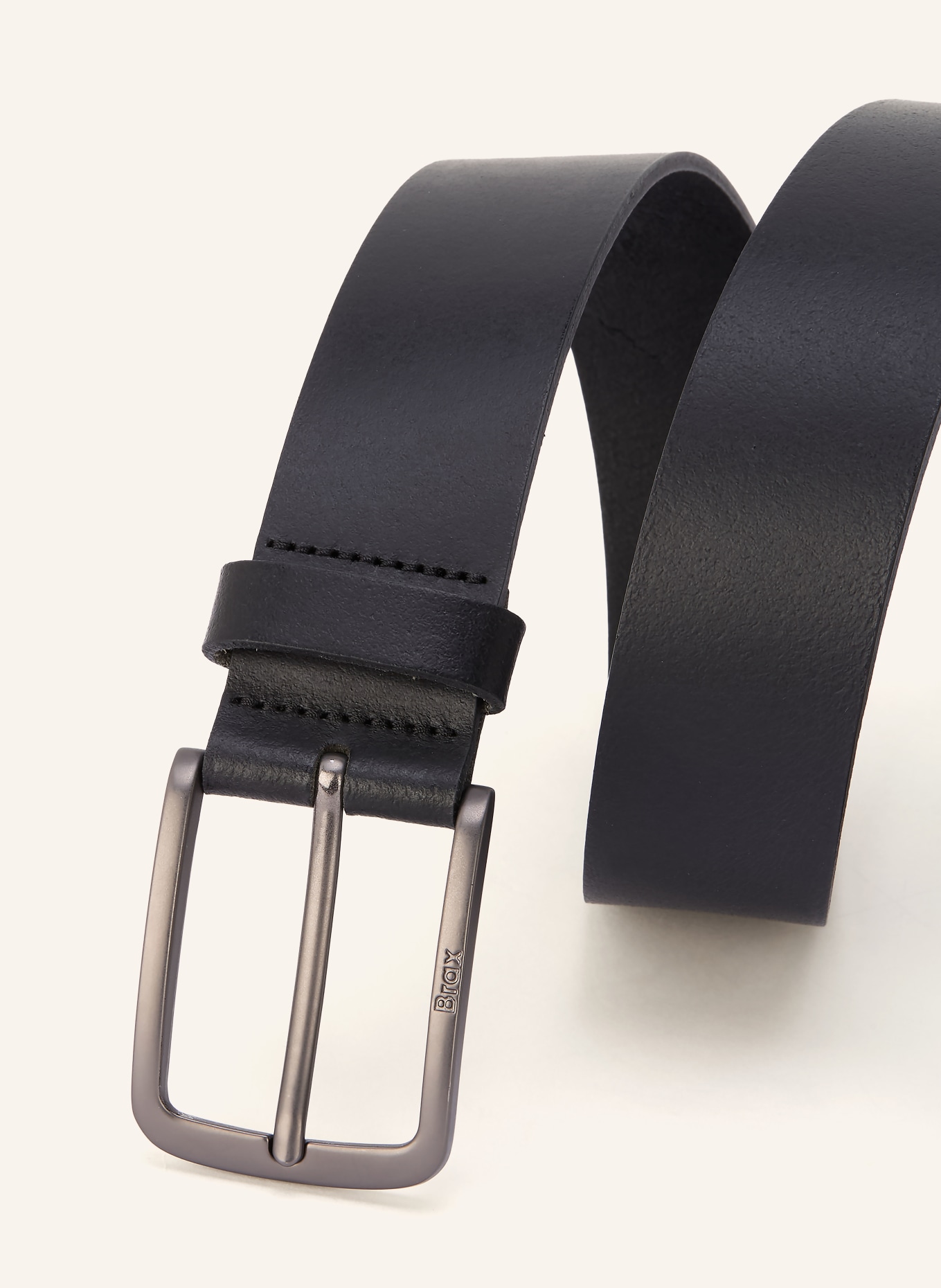 BRAX skórzany pasek: CZARNY / SREBRNY