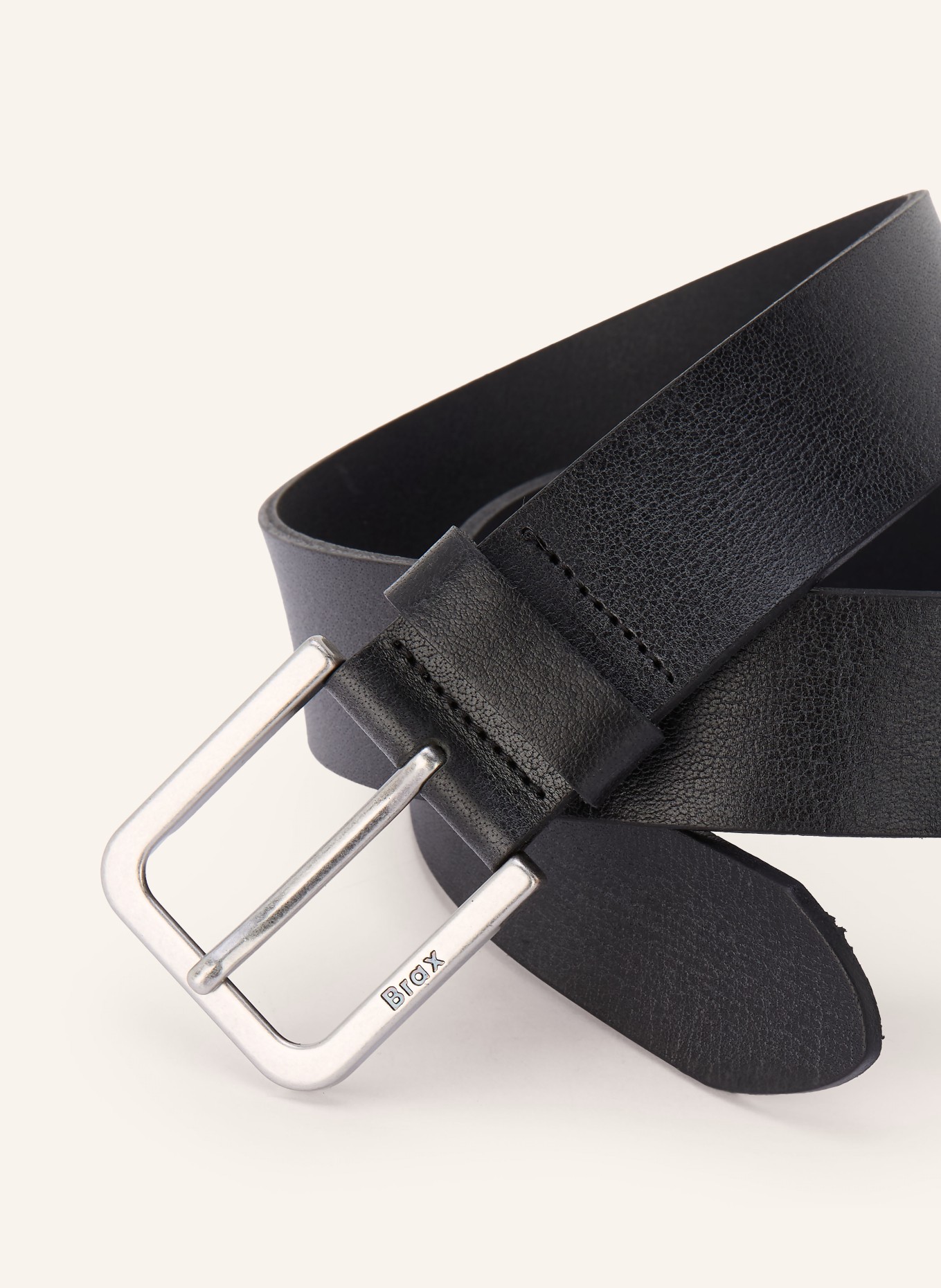 BRAX skórzany pasek: CZARNY / SREBRNY