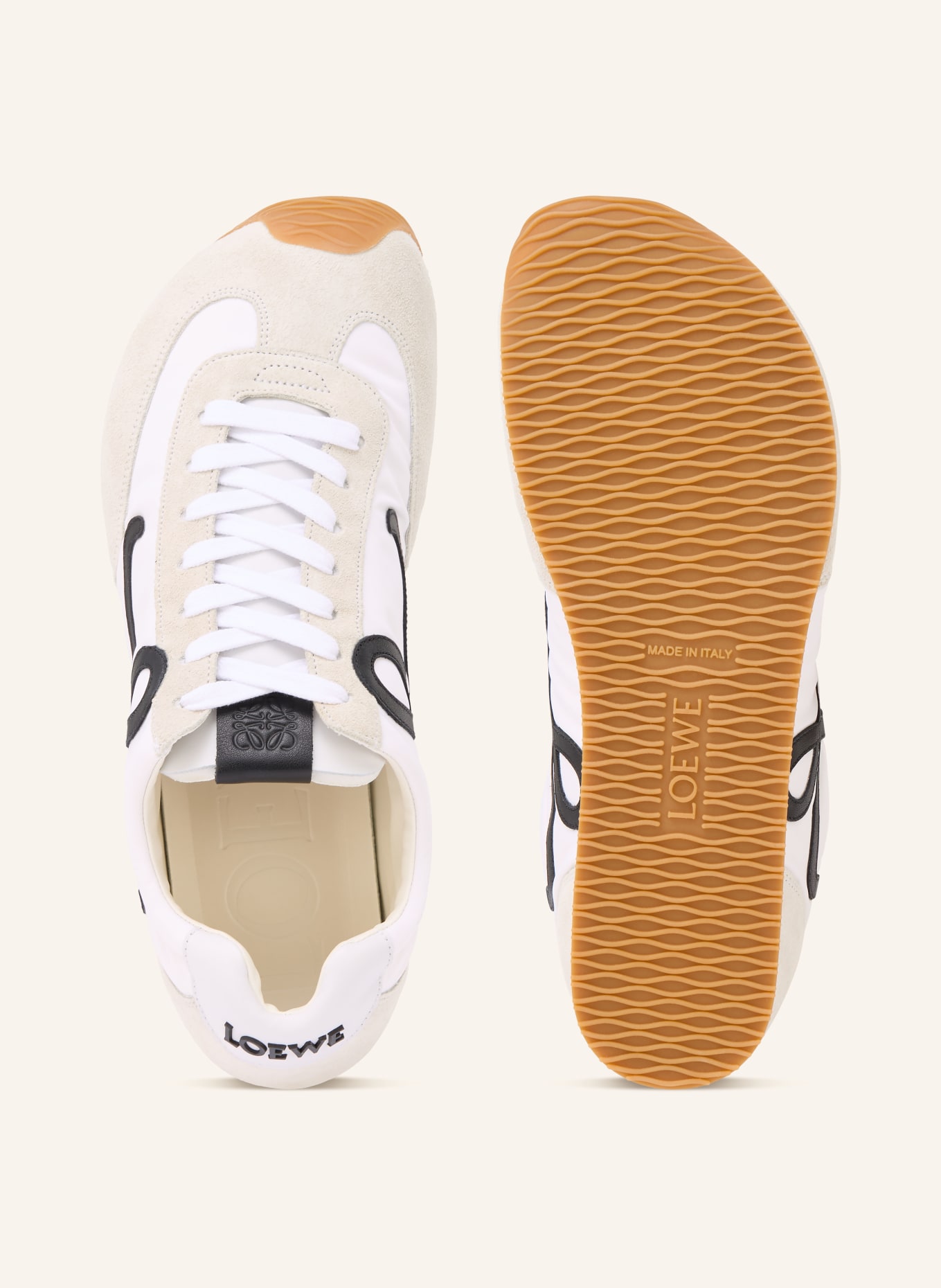 LOEWE Sneaker BALLETT RUNNER 2.0: WEISS / HELLGRAU / SCHWARZ