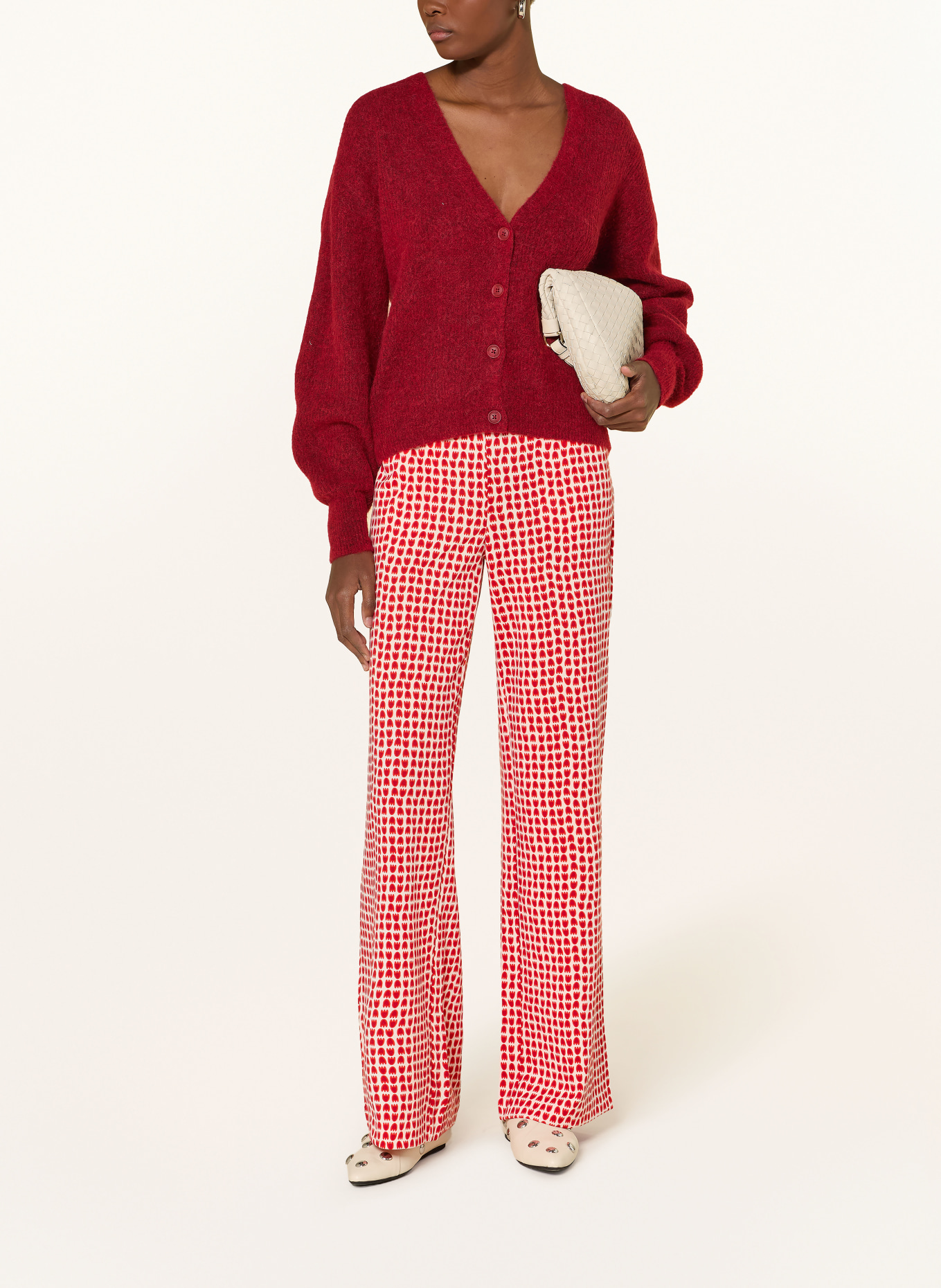 ICHI Marlenehose IHKATE aus Jersey: ROT / WEISS