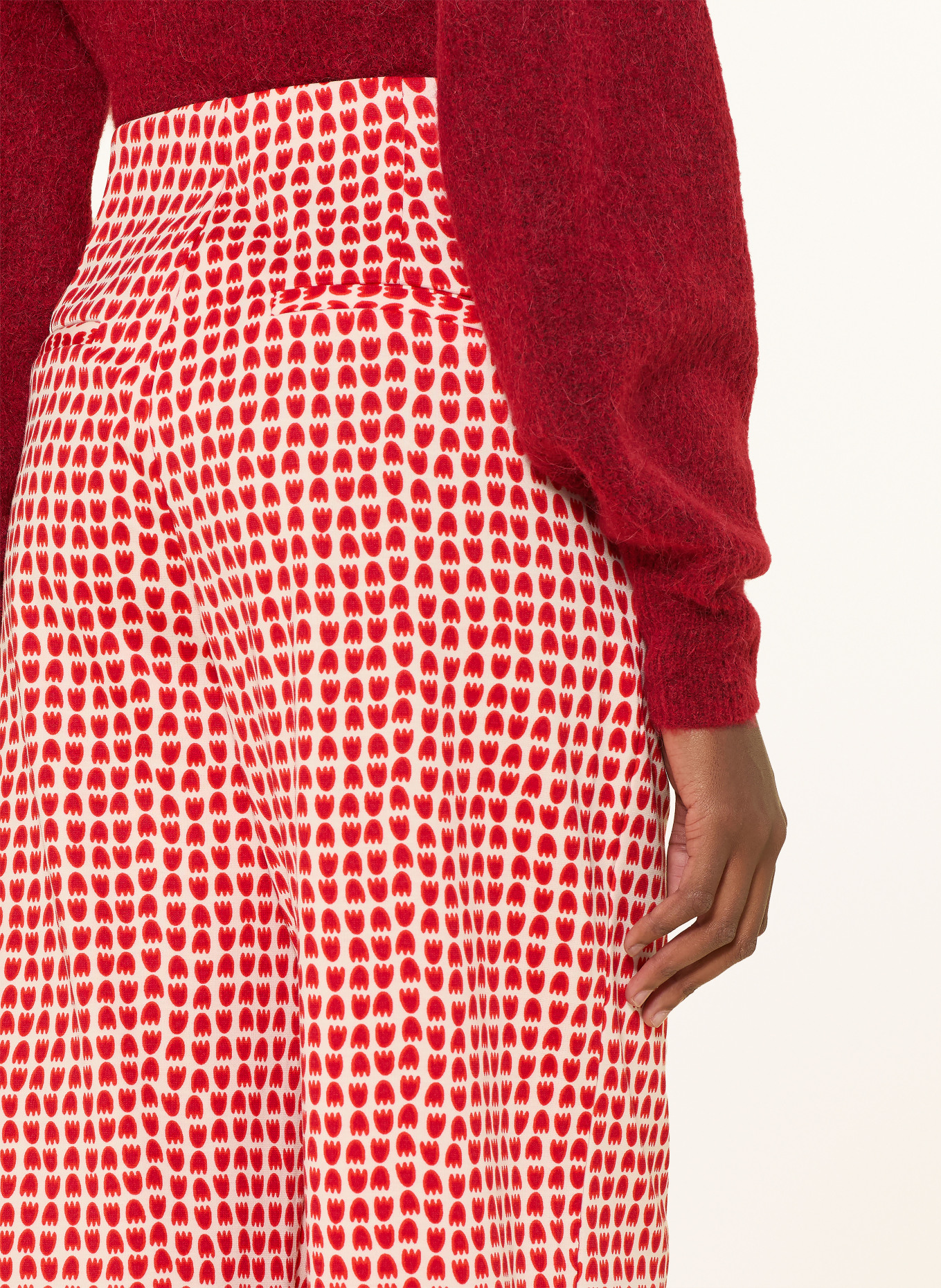 ICHI Marlenehose IHKATE aus Jersey: ROT / WEISS