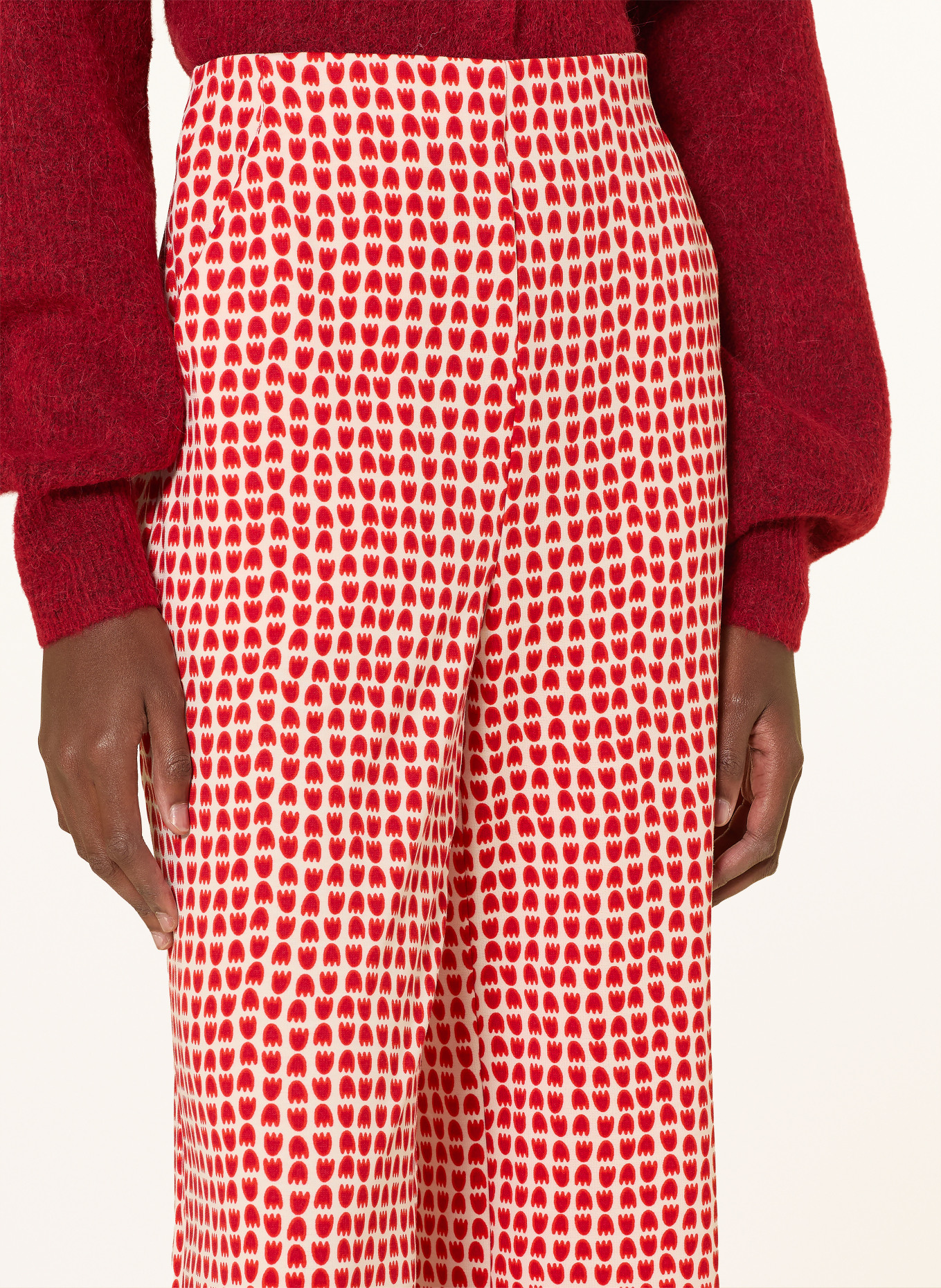 ICHI Marlenehose IHKATE aus Jersey: ROT / WEISS