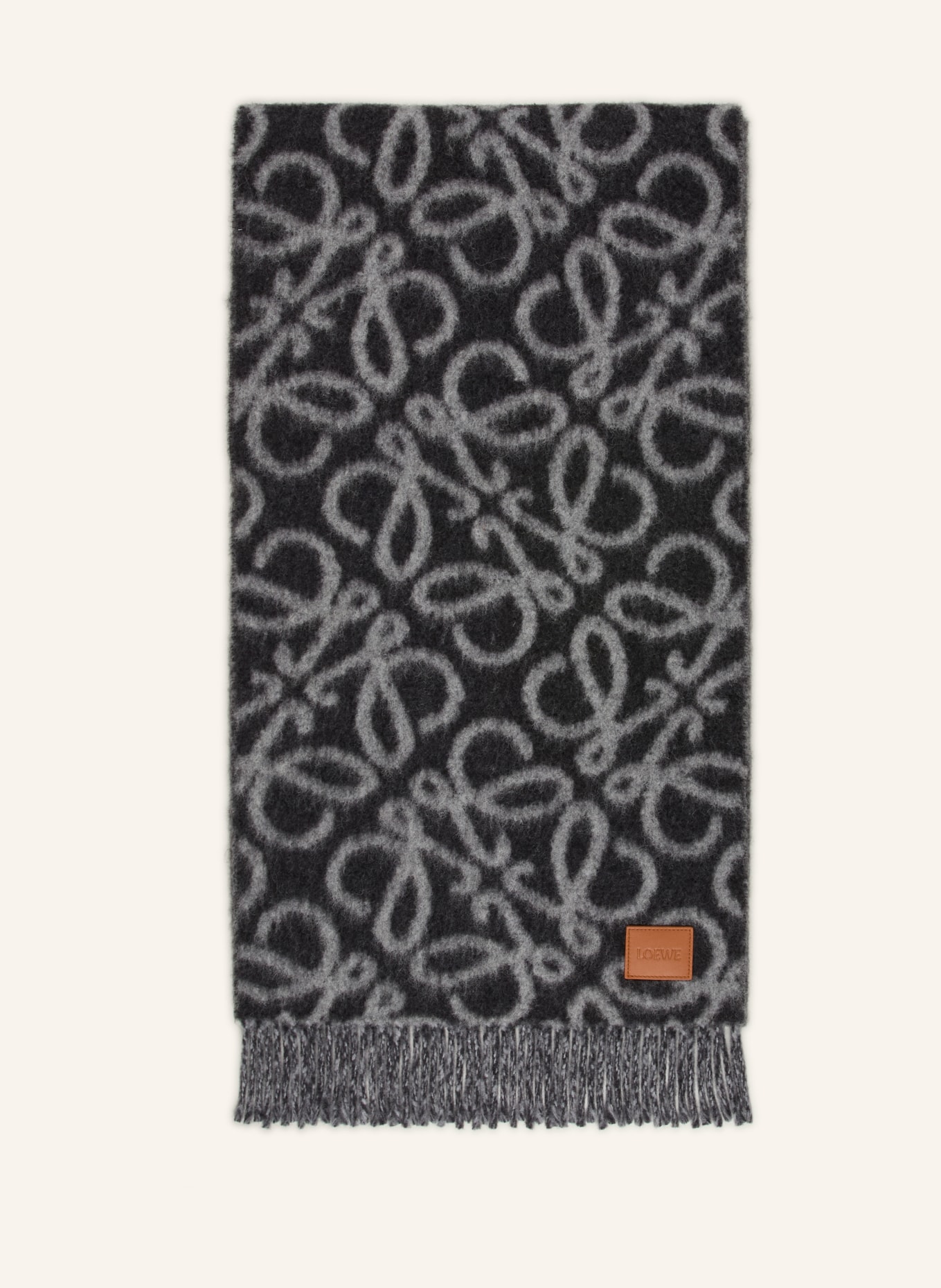 LOEWE Schal ANAGRAM mit Alpaka: DUNKELGRAU / HELLGRAU