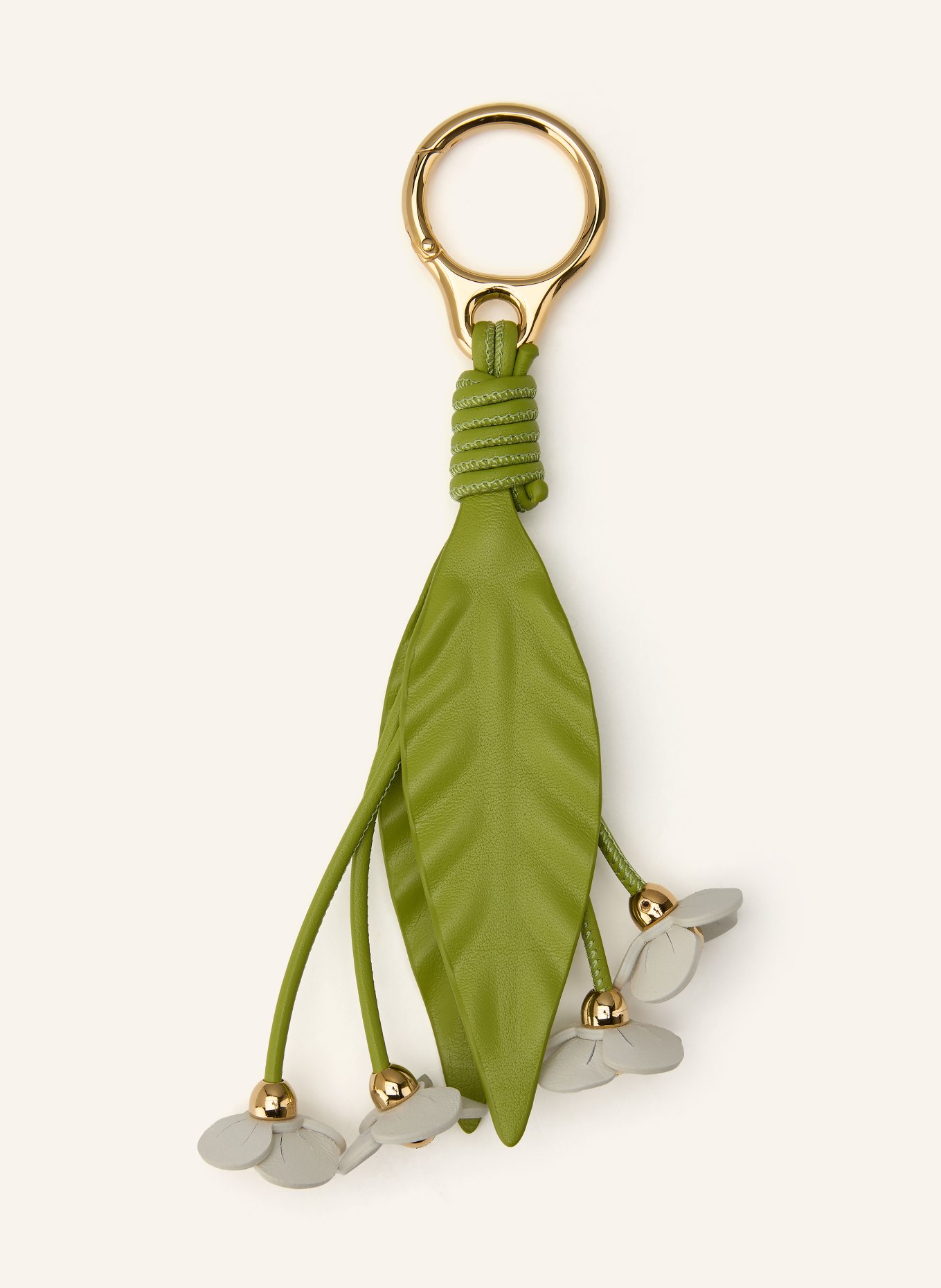 LOEWE Schlüssel- und Taschenanhänger STRAWBERRY FLOWER: HELLGRÜN / GOLD / CREME