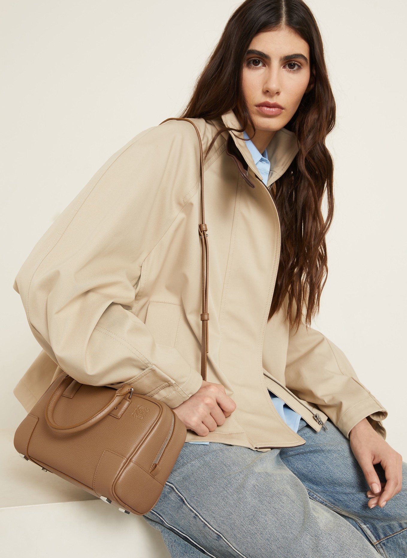 LOEWE Sac à bandoulière AMAZONA: COGNAC / ARGENT