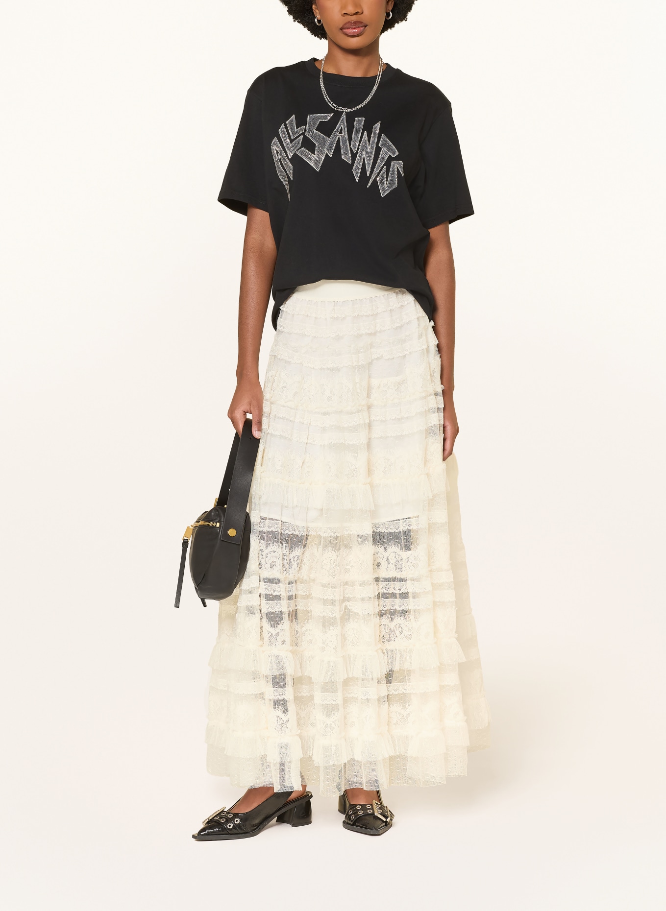 ALLSAINTS Spódnica z koronką ARLEA: KREMOWY