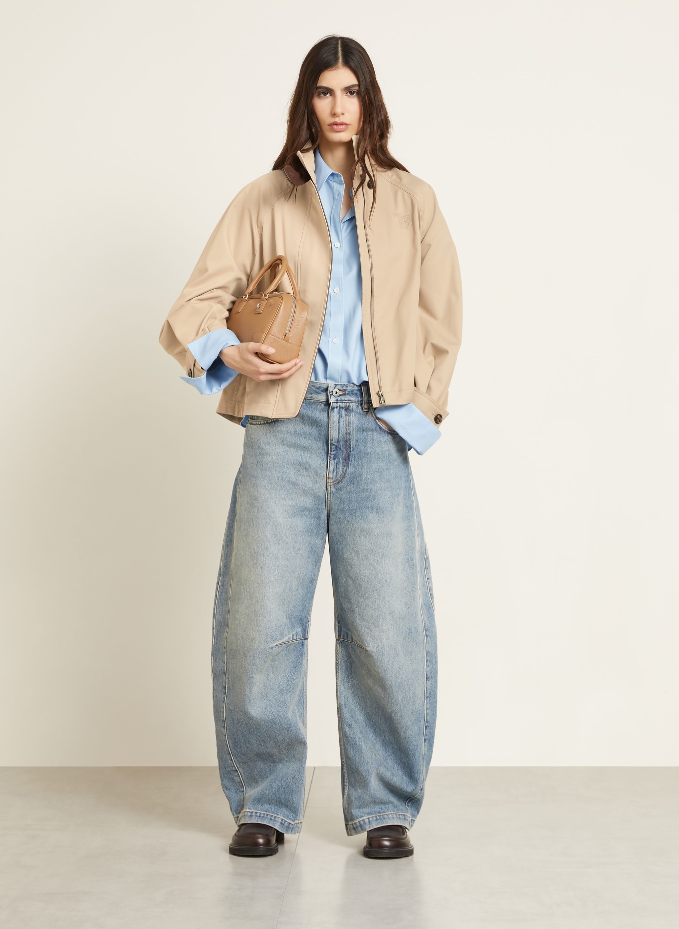 LOEWE Trench-Jacke: BEIGE / DUNKELBRAUN