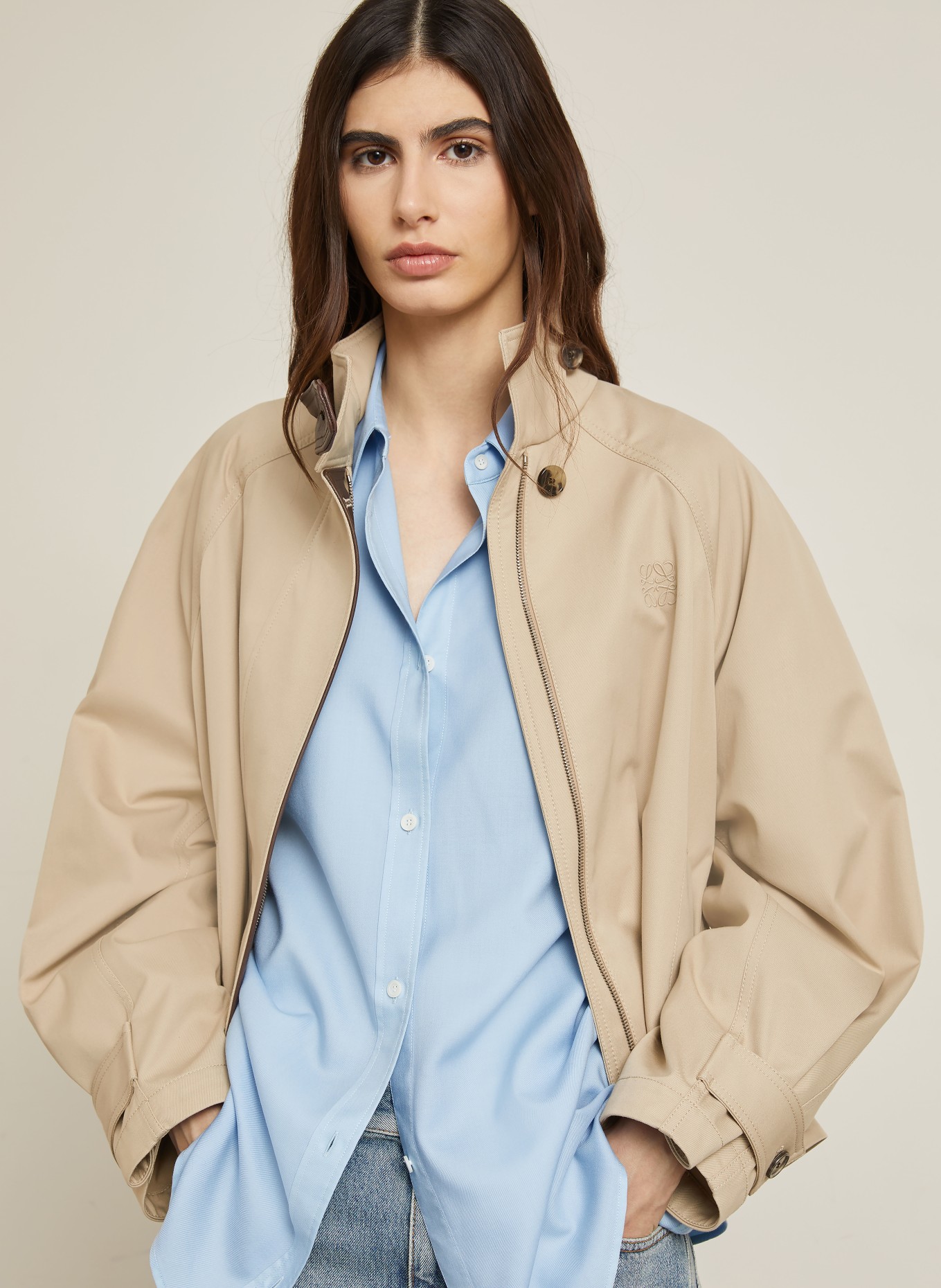 LOEWE Trench-Jacke: BEIGE / DUNKELBRAUN
