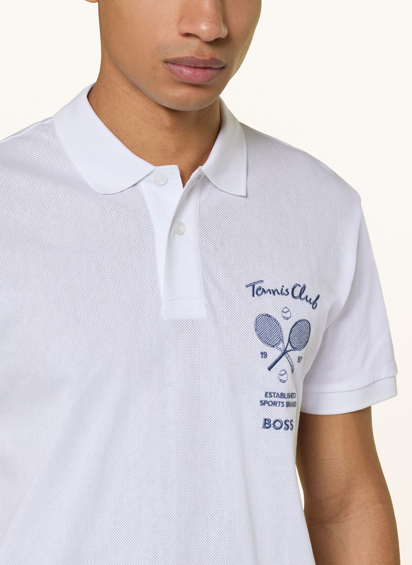 BOSS Mesh-Poloshirt MEMBER: WEISS