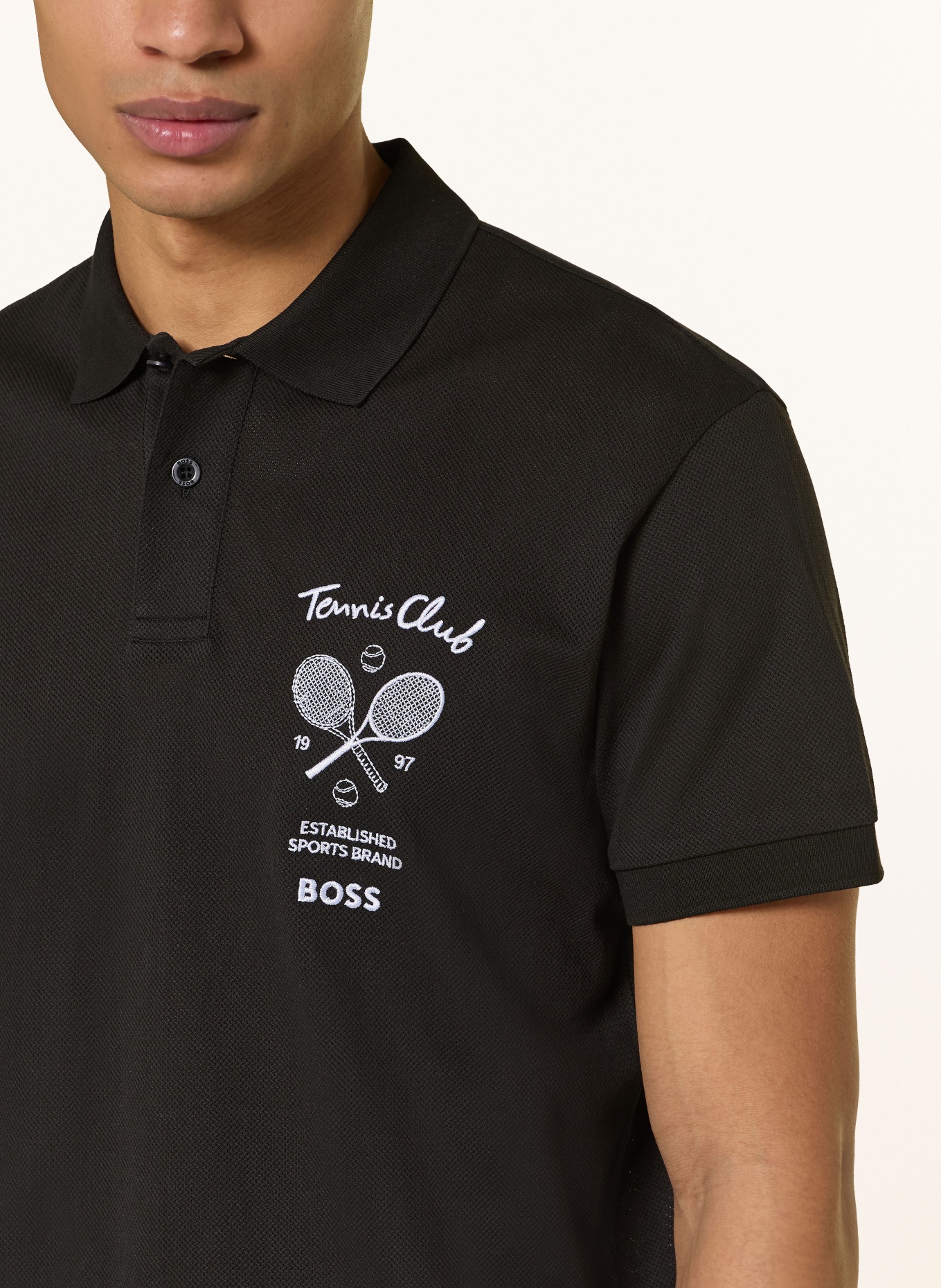 BOSS Mesh-Poloshirt MEMBER: SCHWARZ