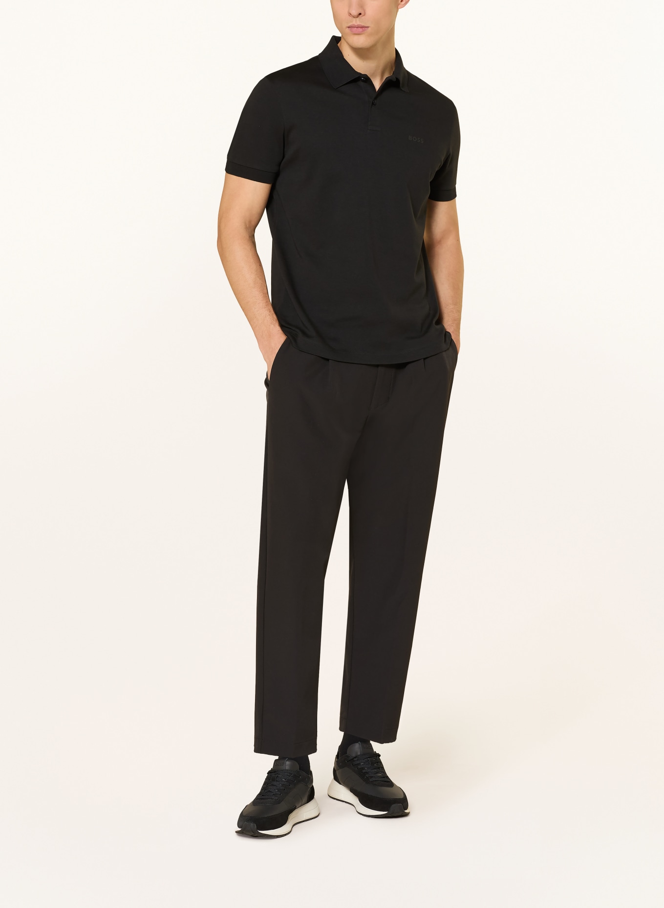 BOSS Jersey-Poloshirt PIO: SCHWARZ