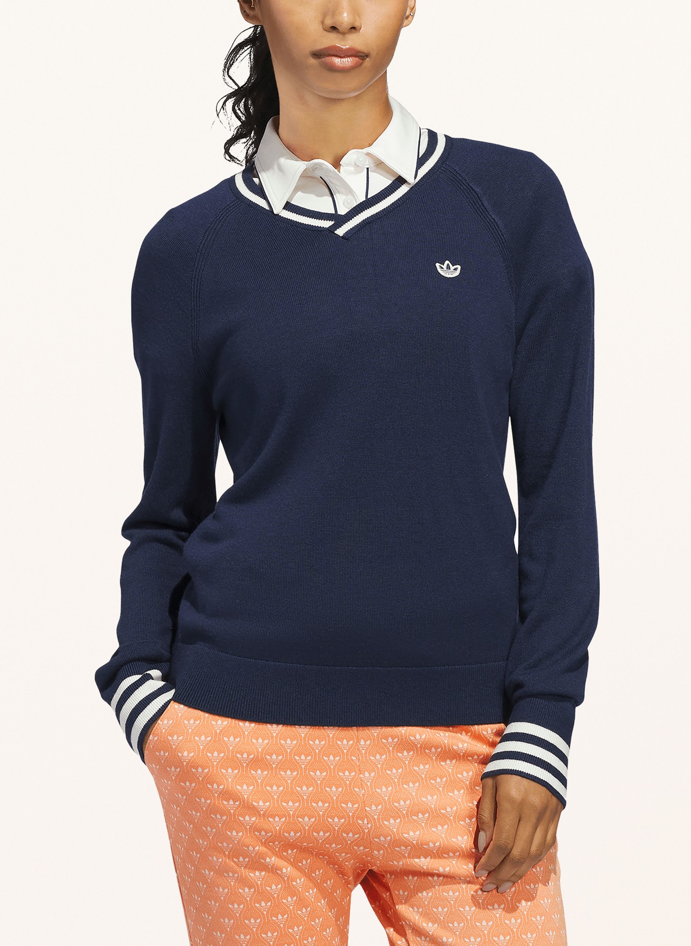 adidas Originals svetr: TMAVĚ MODRÁ / BÍLÁ