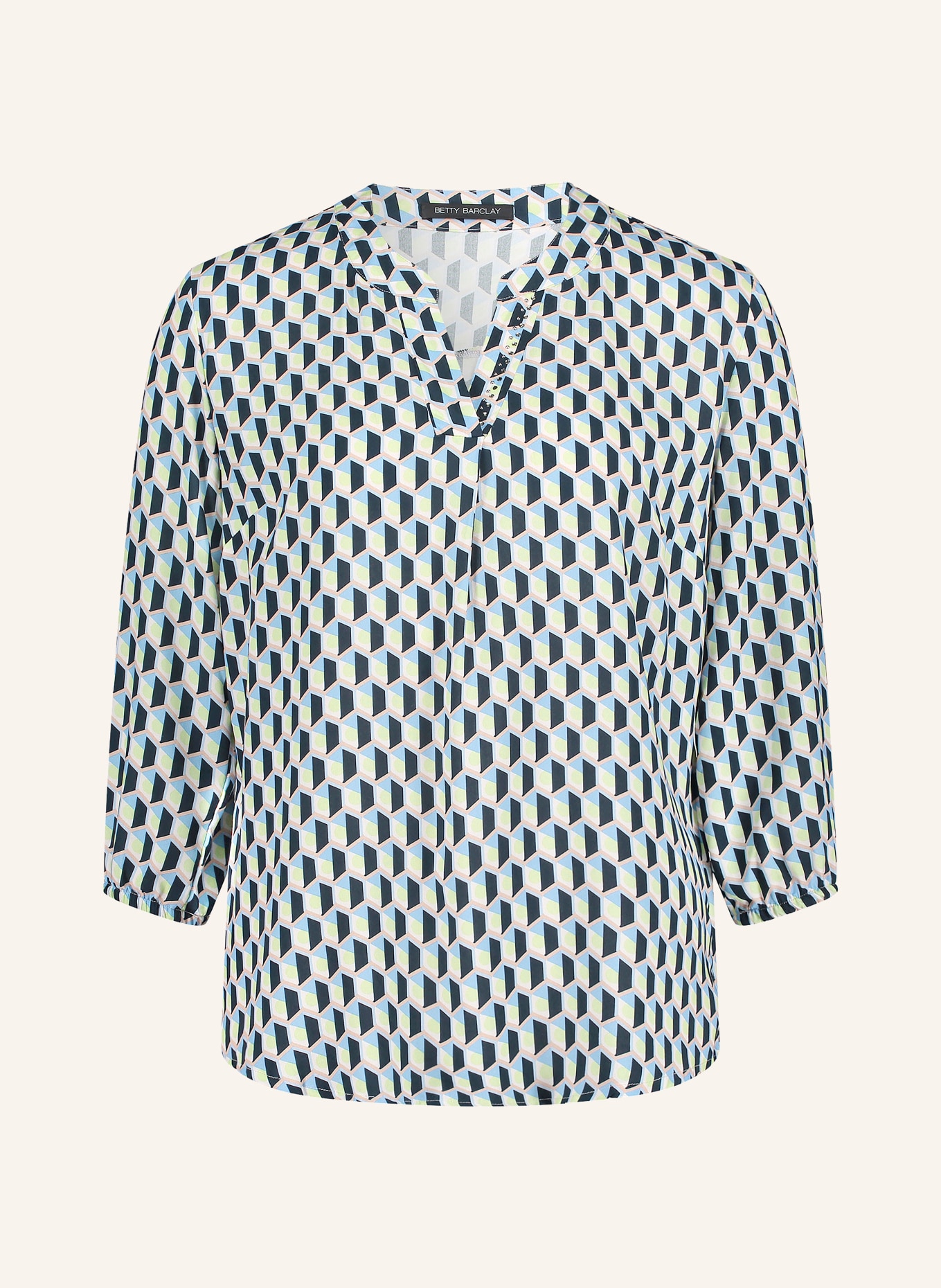 Betty Barclay Blůza s 3/4 rukávy a ozdobnými kamínky: SVĚTLE ZELENÁ / TMAVĚ MODRÁ / TMAVĚ MODRÁ