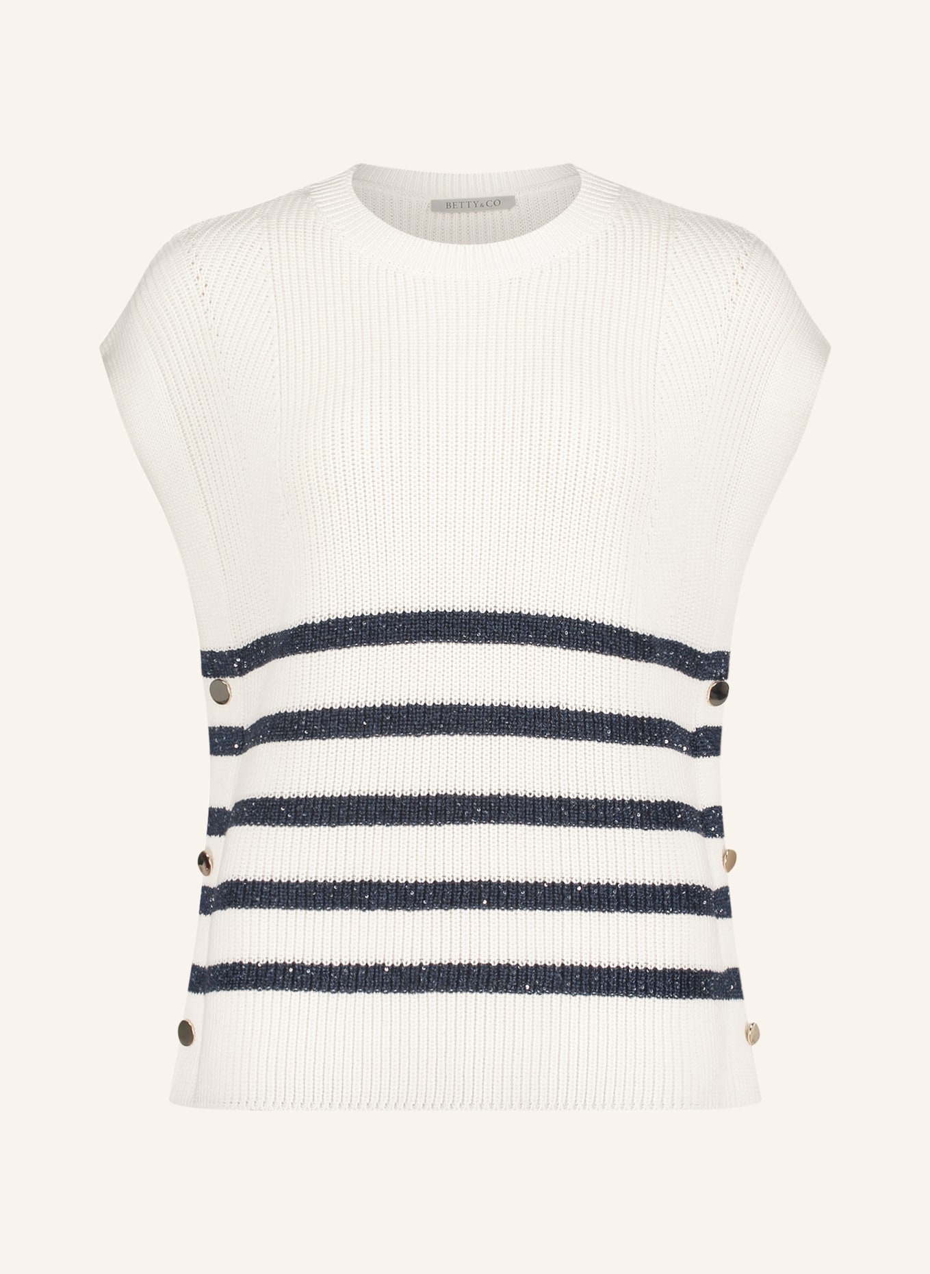 BETTY&CO Svetr bez rukávů s flitry: BÍLÁ / TMAVĚ MODRÁ