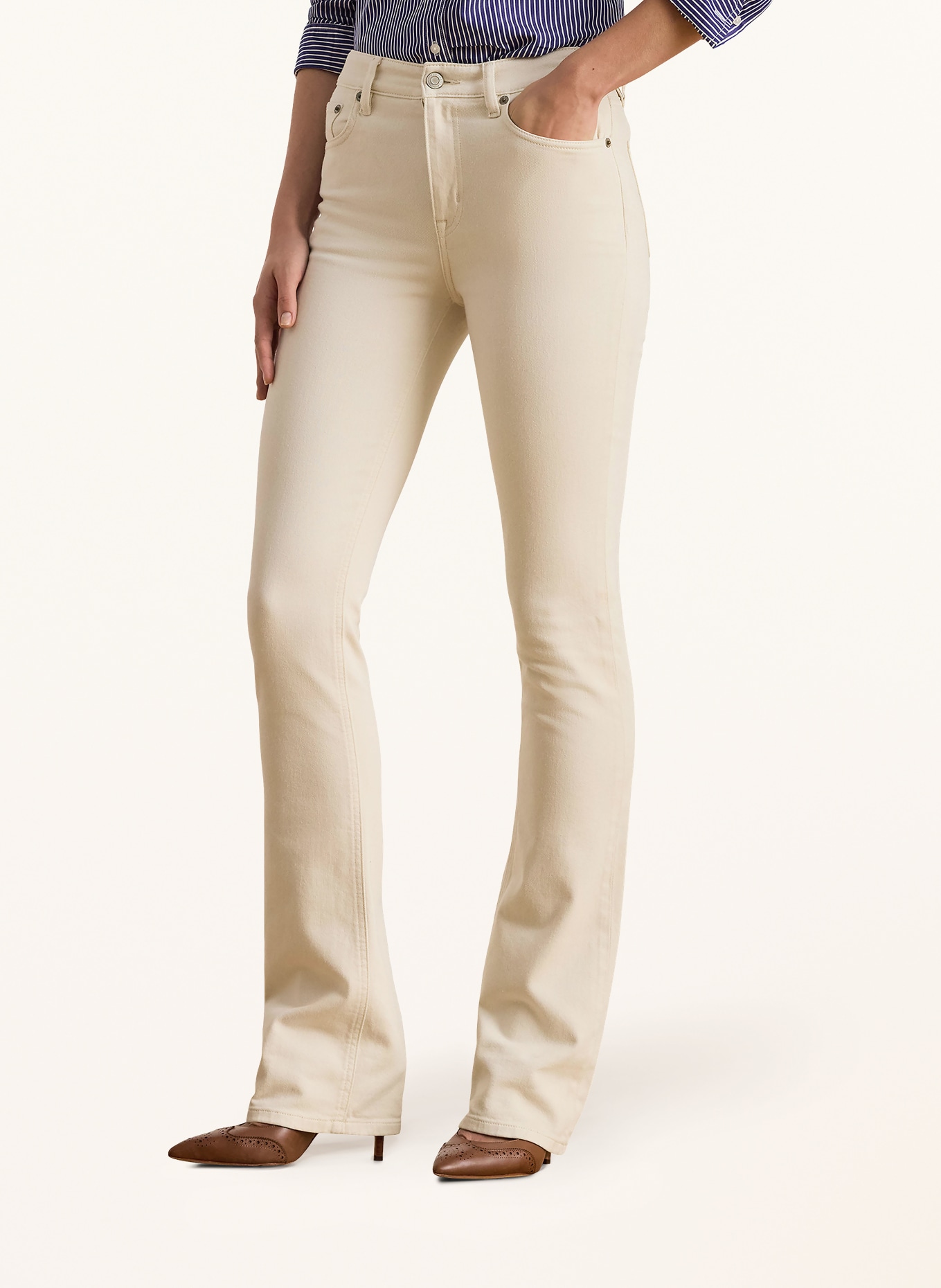 LAUREN RALPH LAUREN Džíny s rozšiřujícími se nohavicemi: 001 CREAM WASH