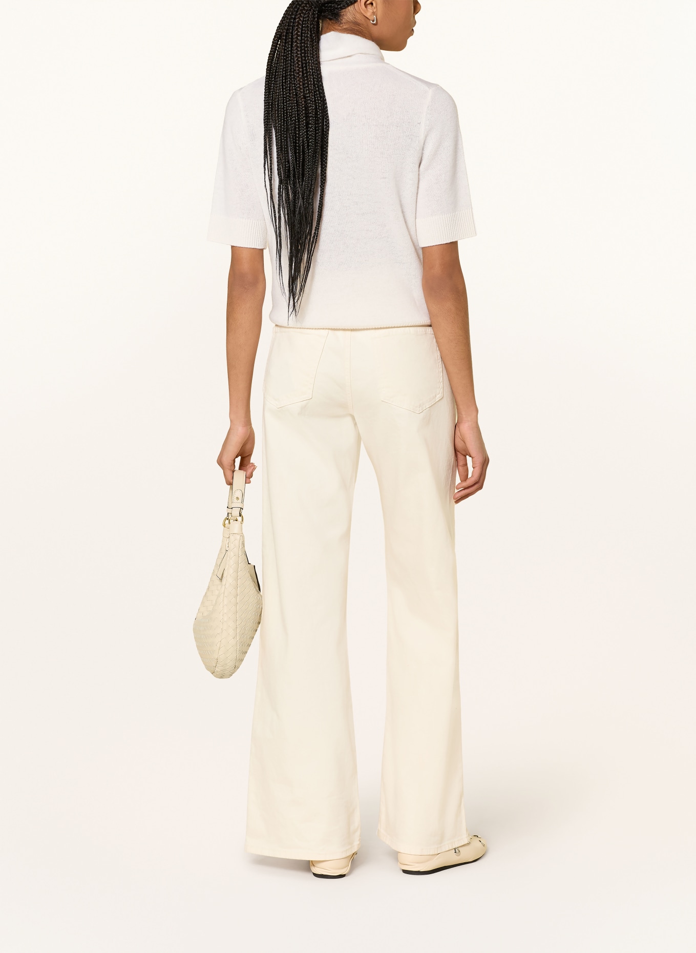 darling harbour Knitted shirt with cashmere and bow tie: CREME