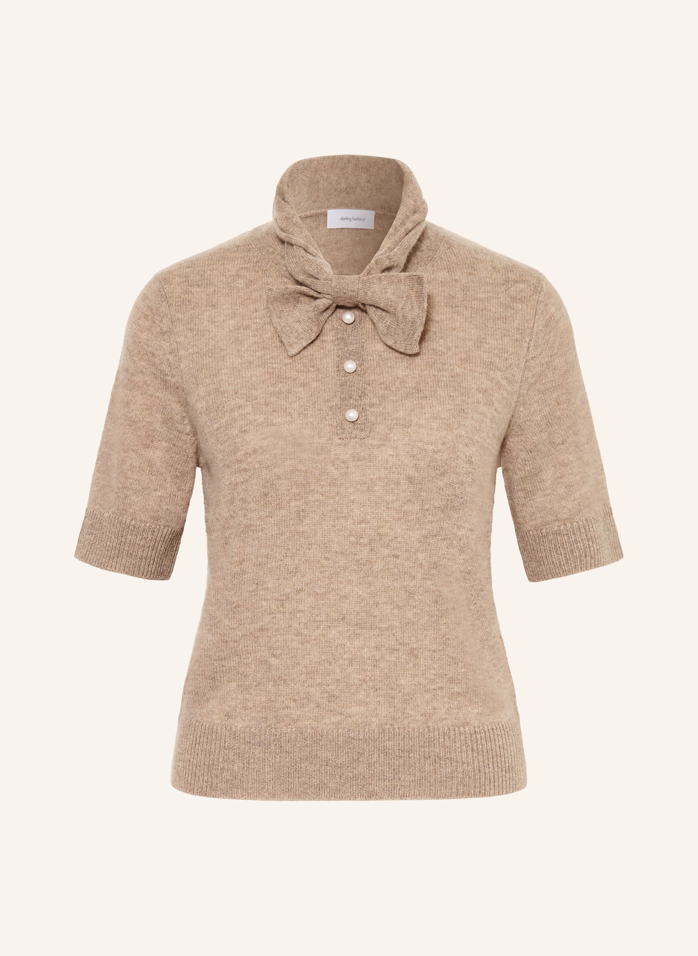 darling harbour Knitted shirt with cashmere and bow tie: GREIGE MELANGE