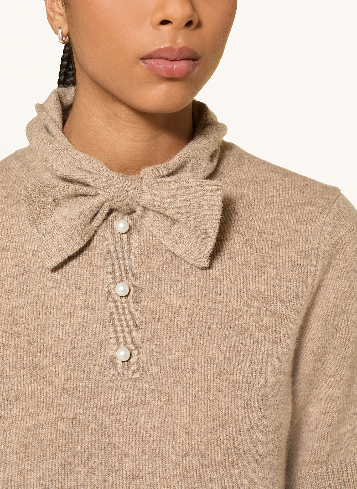 darling harbour Knitted shirt with cashmere and bow tie: GREIGE MELANGE