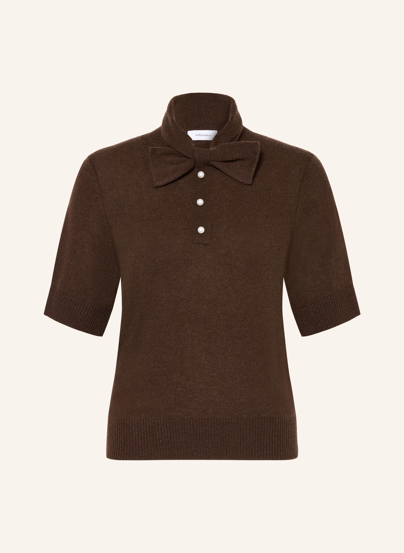 darling harbour Knitted shirt with cashmere and bow tie: DARK BROWN