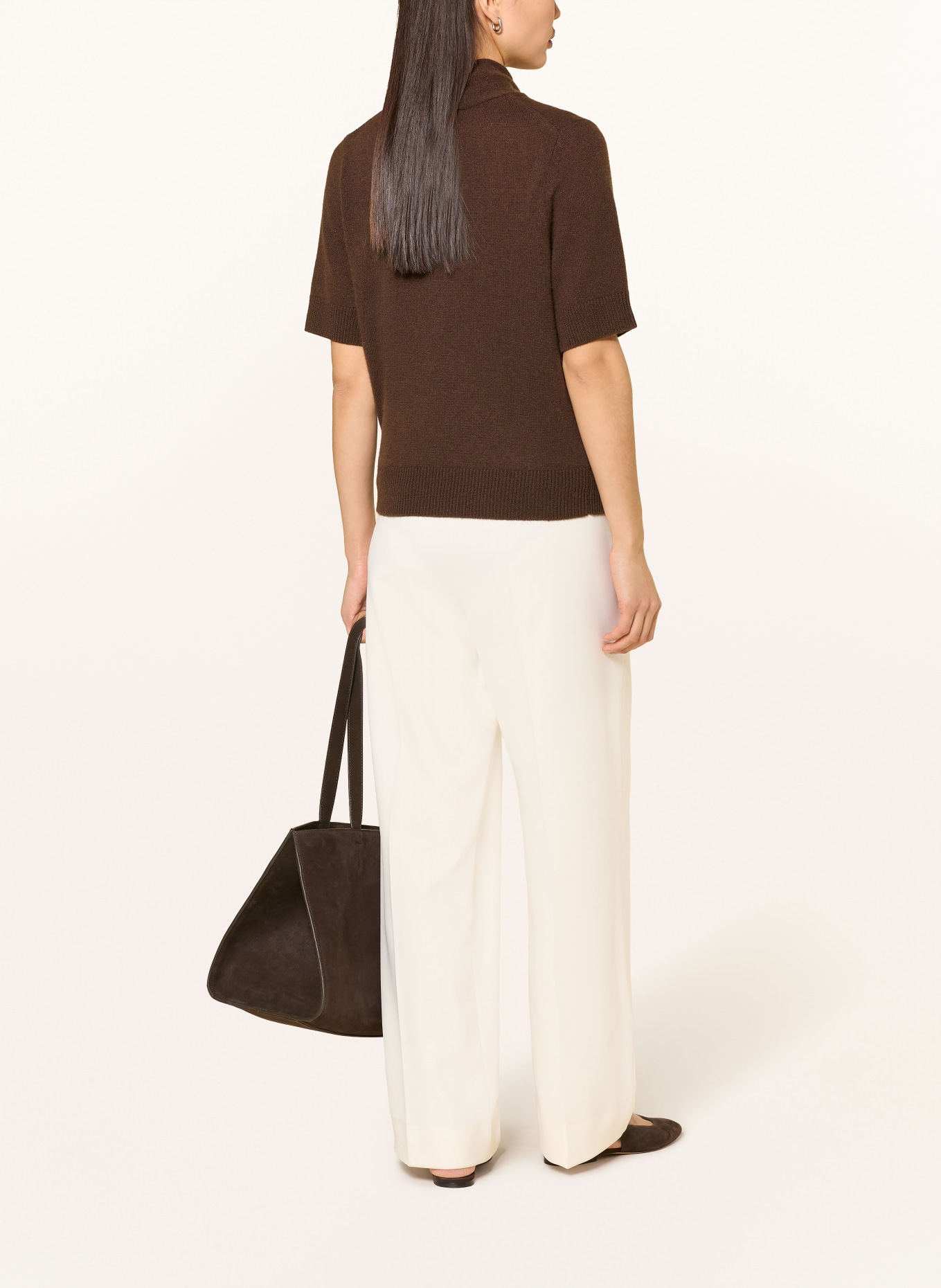 darling harbour Knitted shirt with cashmere and bow tie: DARK BROWN