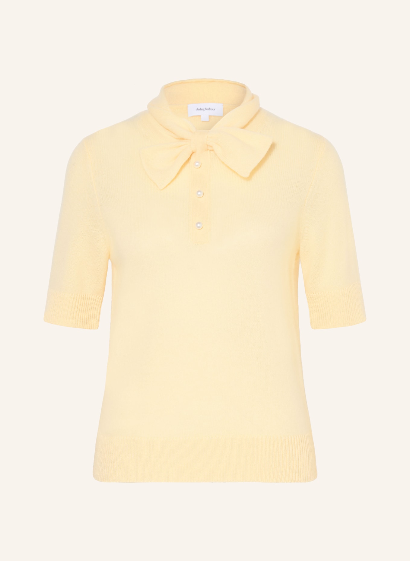 darling harbour Knitted shirt with cashmere and bow tie: VANILLA