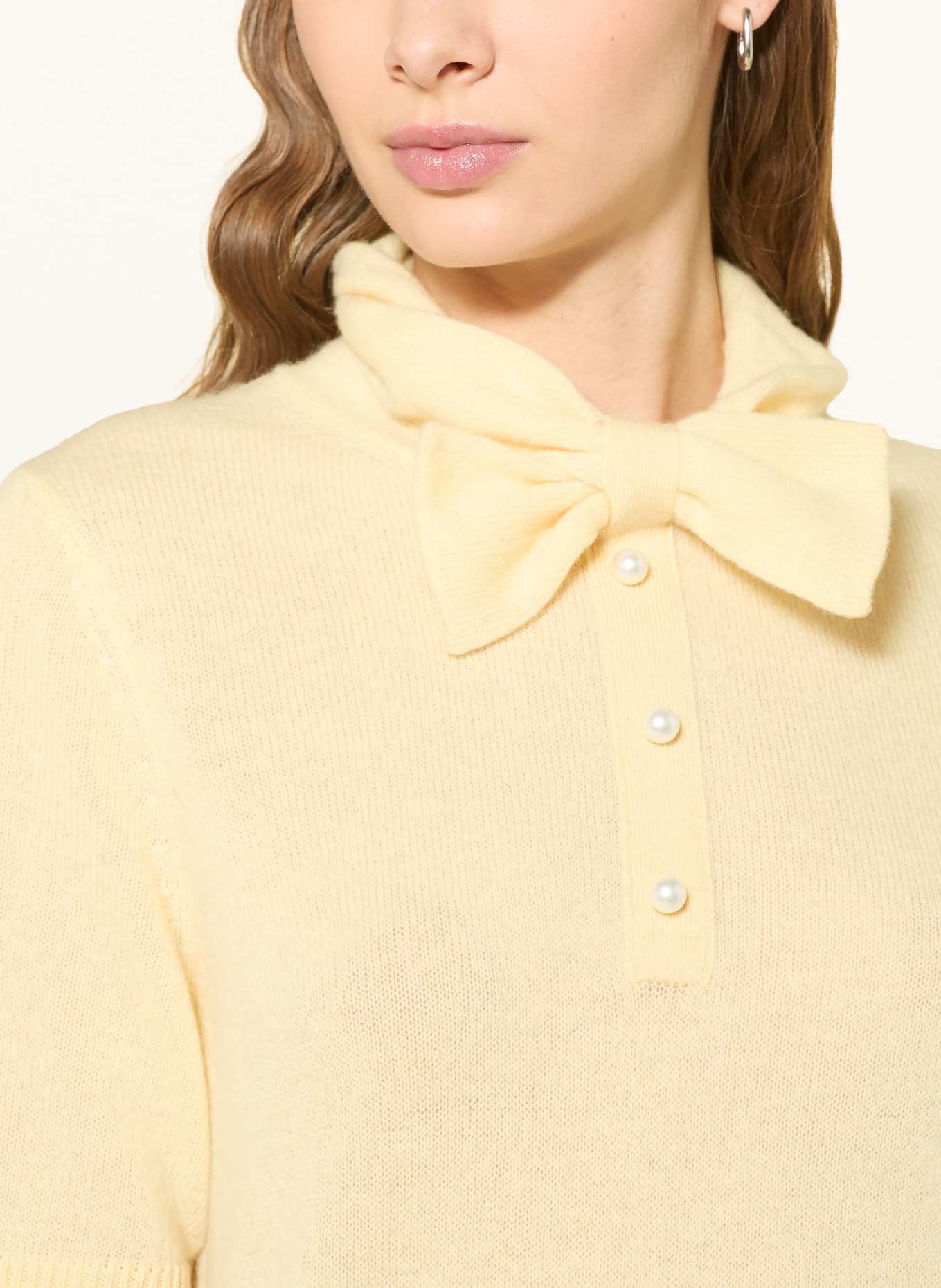 darling harbour Knitted shirt with cashmere and bow tie: VANILLA