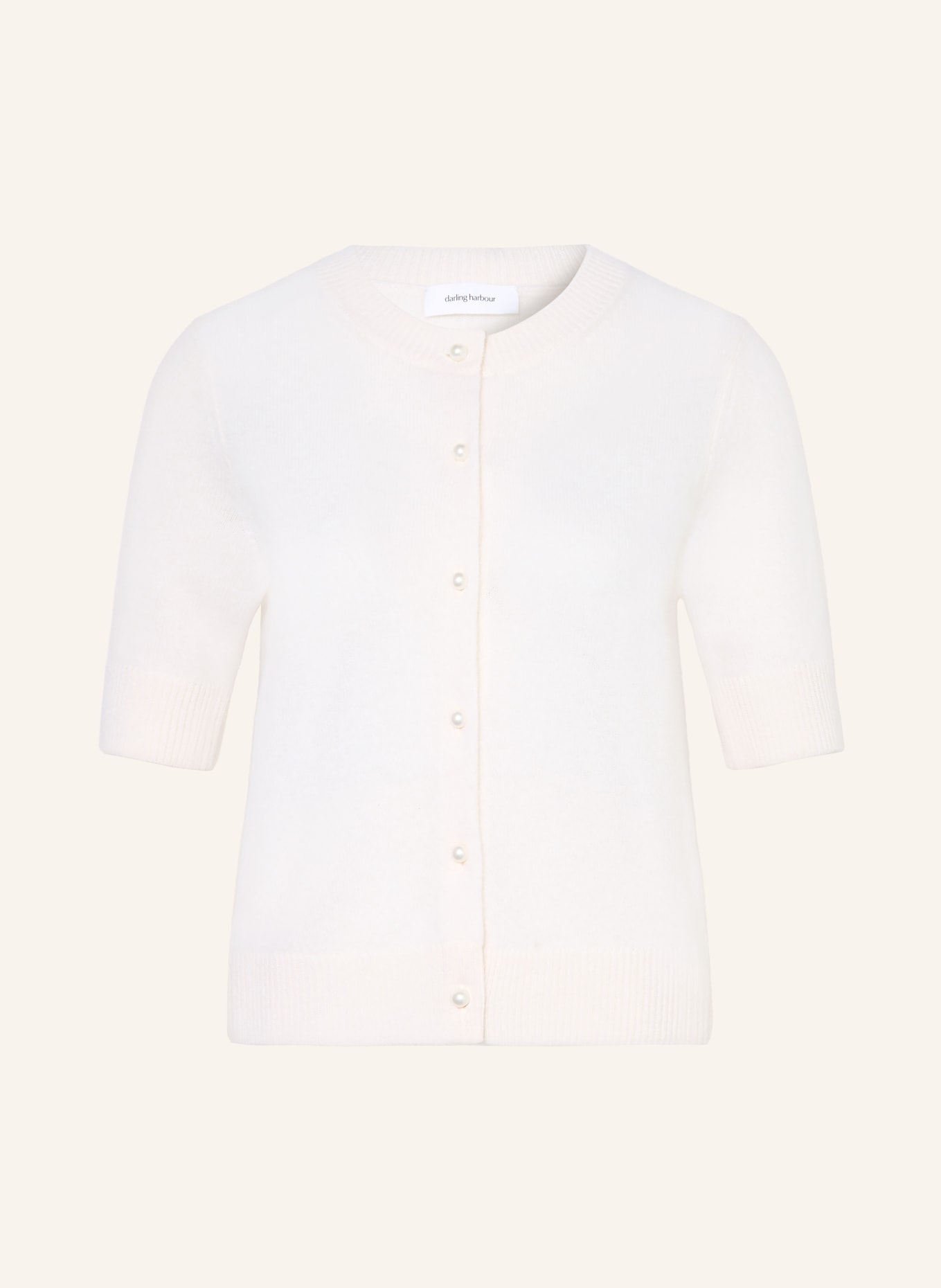 darling harbour Cardigan with cashmere and 3/4 sleeves: CREME