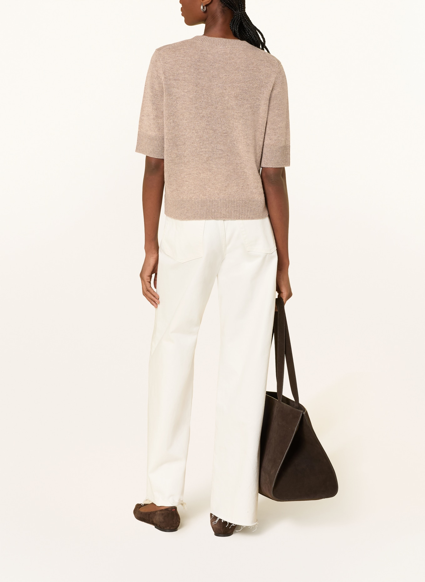 darling harbour Cardigan with cashmere and 3/4 sleeves: GREIGE MELANGE