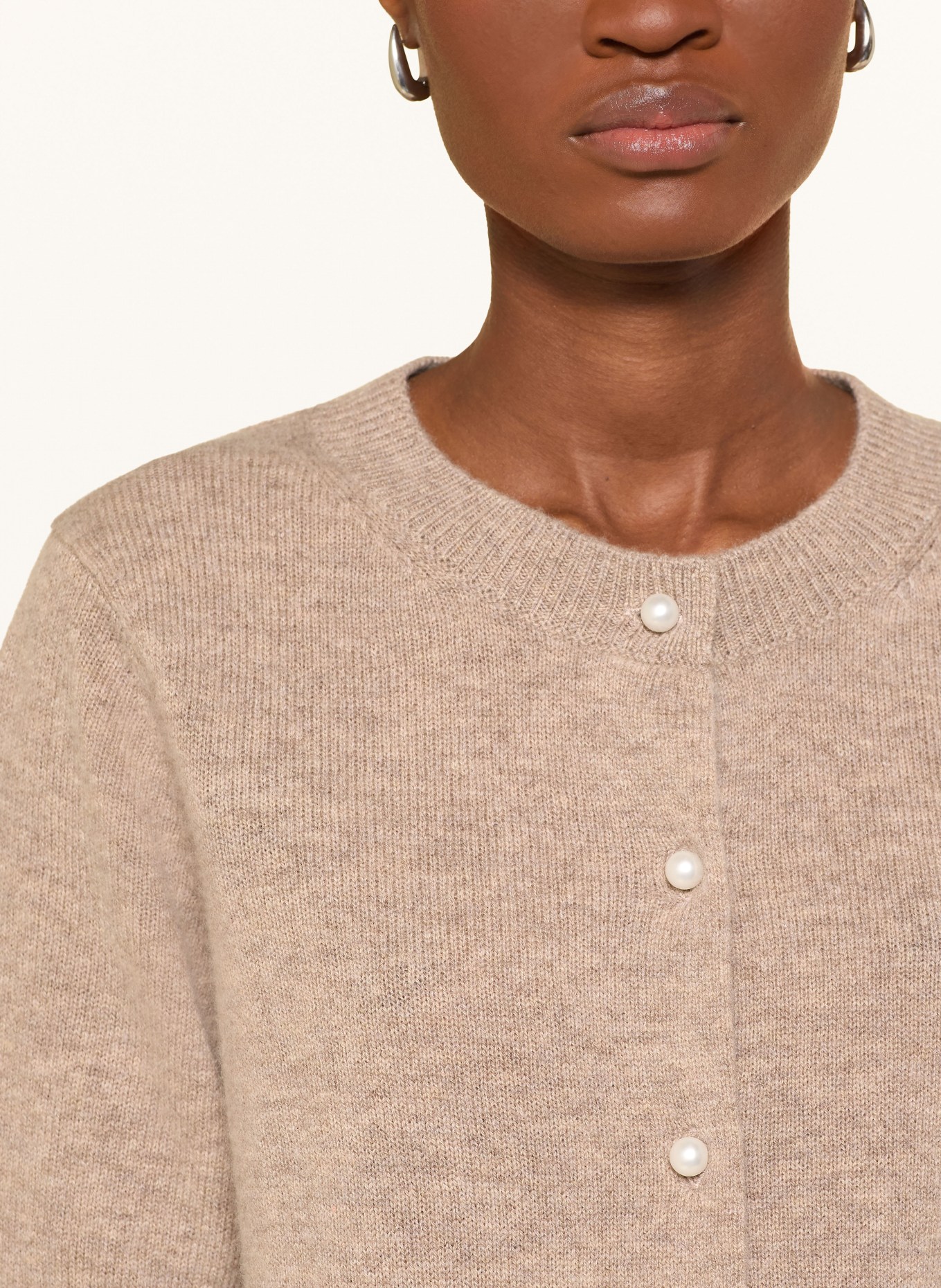 darling harbour Cardigan with cashmere and 3/4 sleeves: GREIGE MELANGE