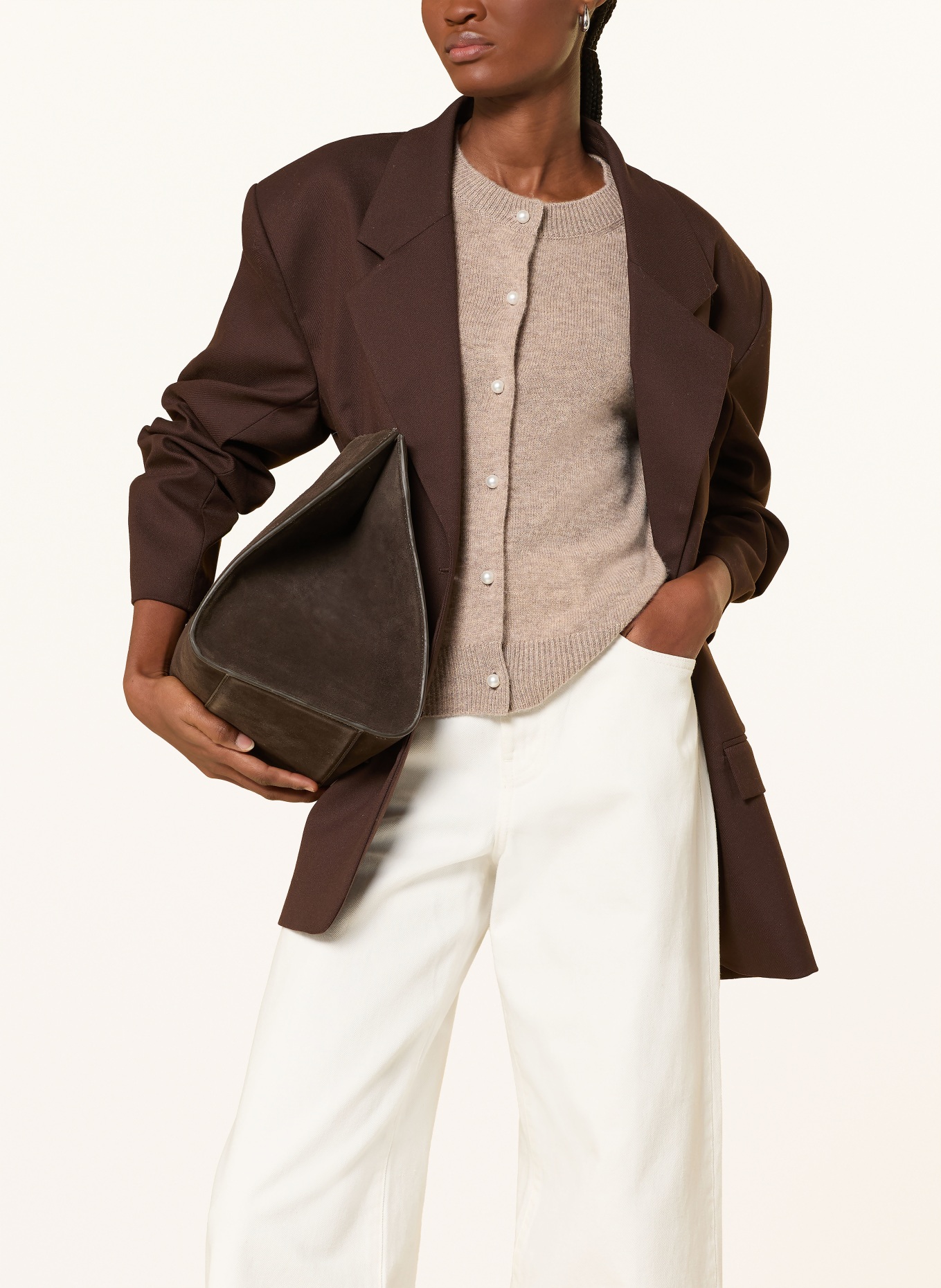 darling harbour Cardigan with cashmere and 3/4 sleeves: GREIGE MELANGE