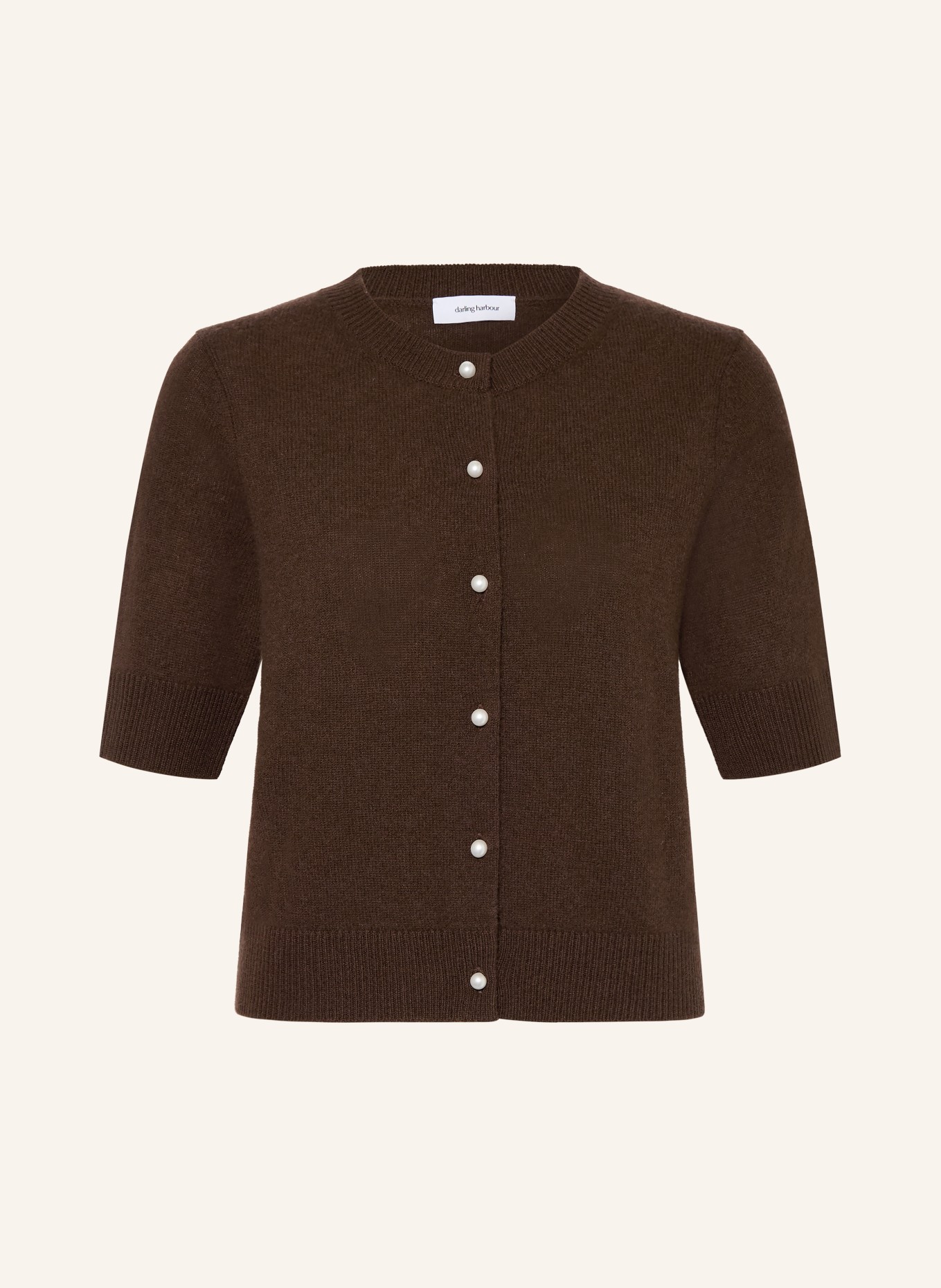 darling harbour Cardigan with cashmere and 3/4 sleeves: DARK BROWN