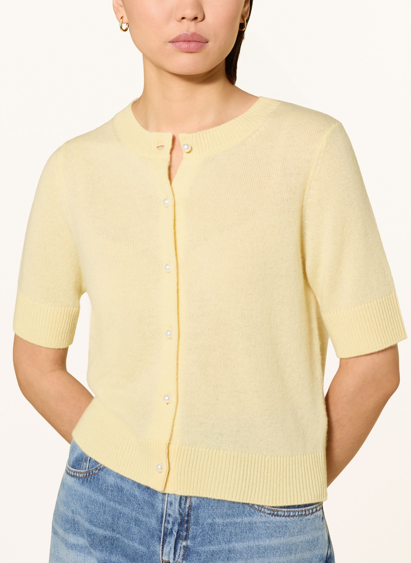 darling harbour Cardigan with cashmere and 3/4 sleeves: VANILLA
