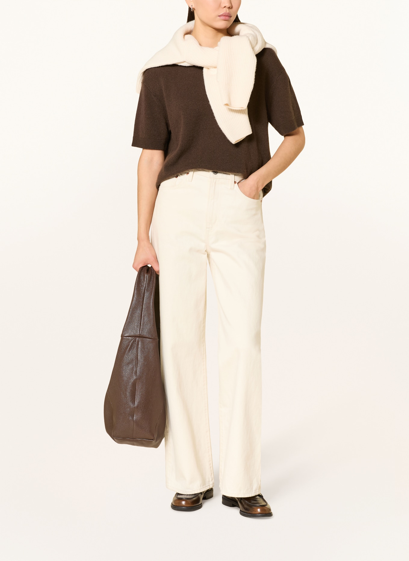 darling harbour Knitted shirt with cashmere: DARK BROWN
