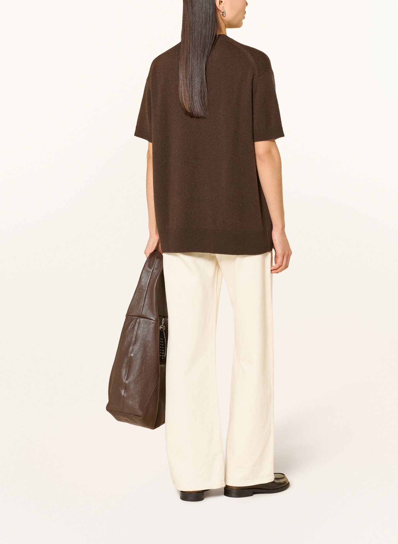 darling harbour Knitted shirt with cashmere: DARK BROWN