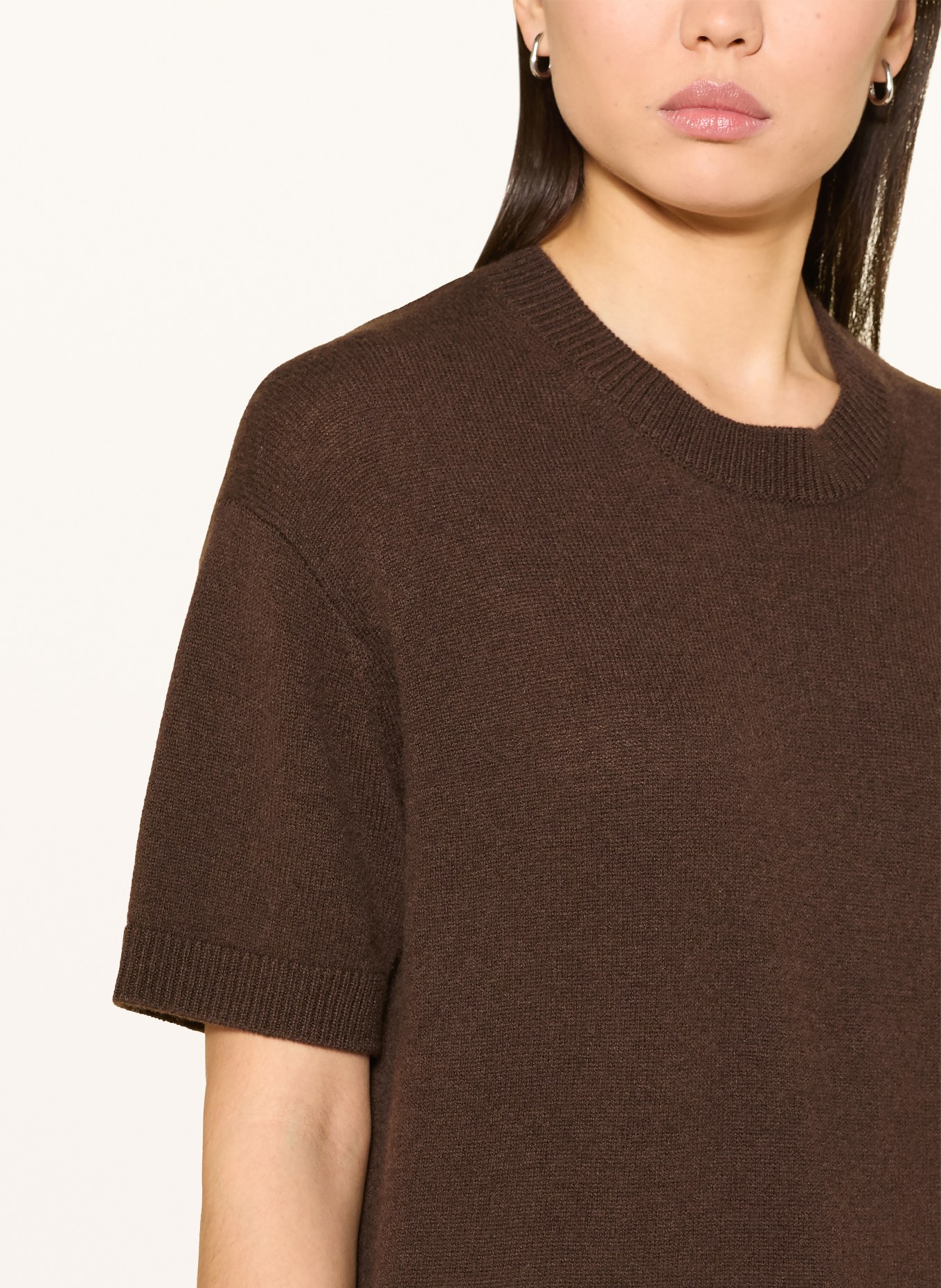darling harbour Knitted shirt with cashmere: DARK BROWN