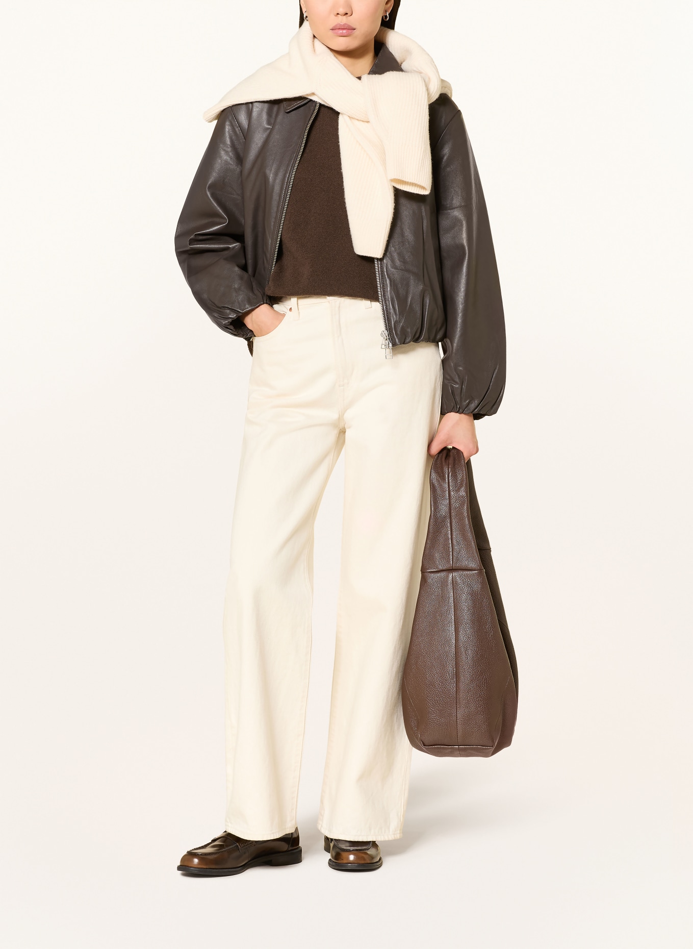 darling harbour Knitted shirt with cashmere: DARK BROWN