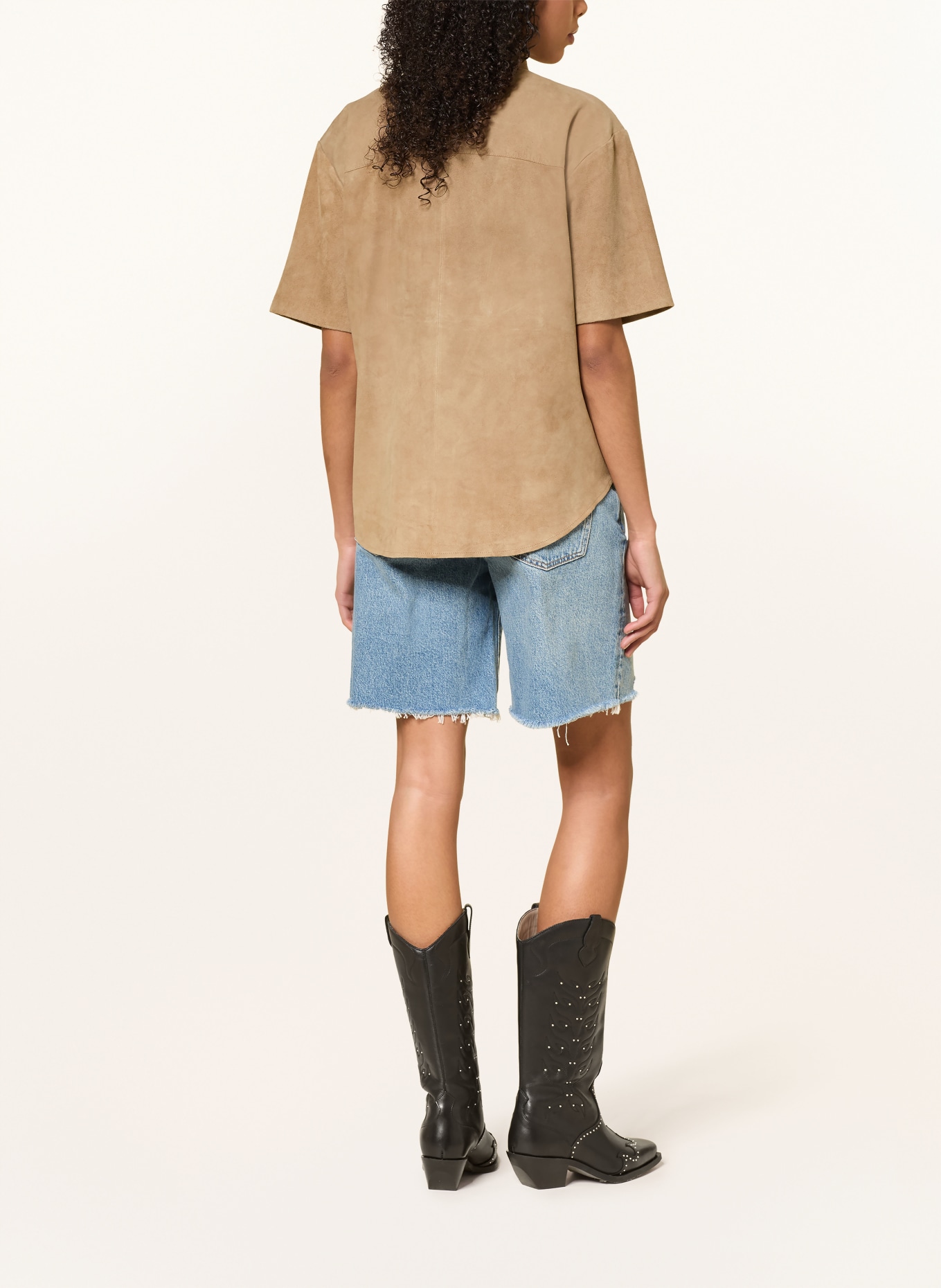 MRS & HUGS Košile z kůže: ČERNOŠEDÁ